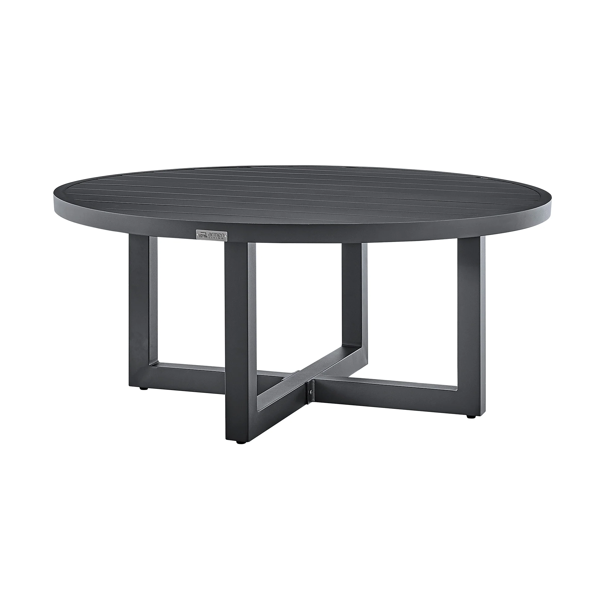 Argiope Outdoor Patio Round Coffee Table in Black Aluminum  By Armen Living - Image 10