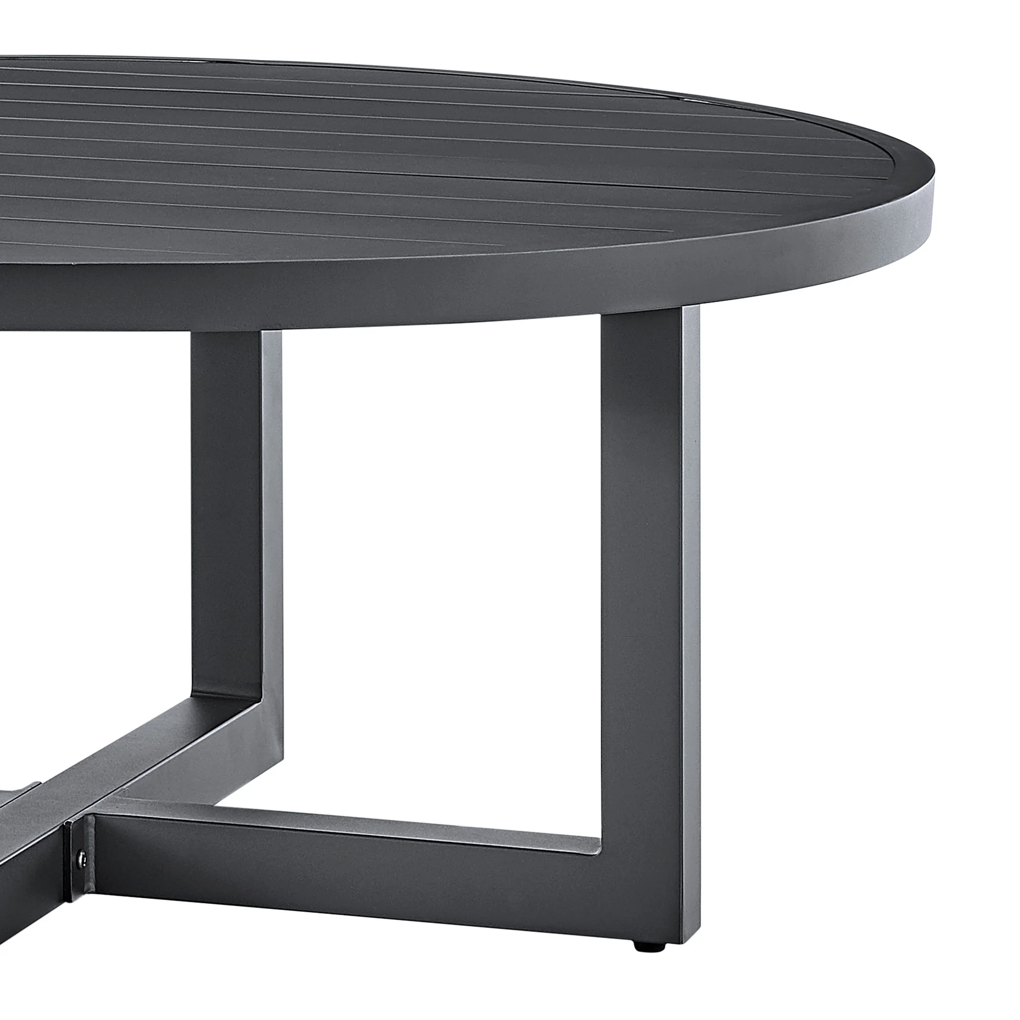 Argiope Outdoor Patio Round Coffee Table in Black Aluminum  By Armen Living - Image 11