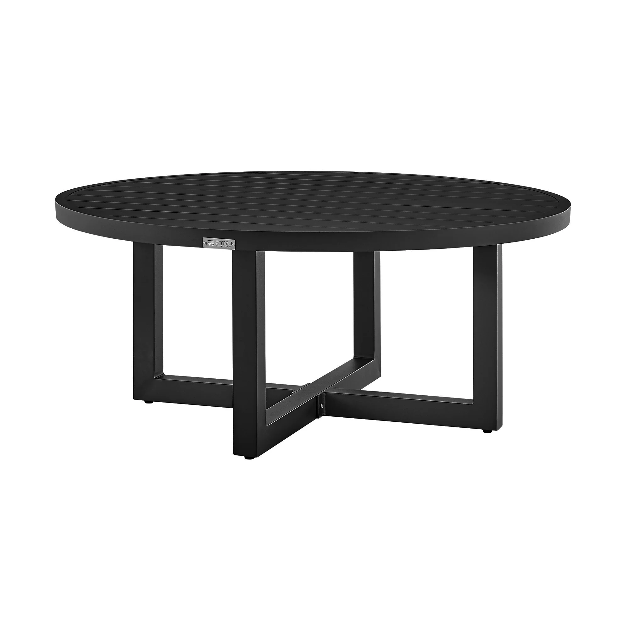 Argiope Outdoor Patio Round Coffee Table in Black Aluminum  By Armen Living - Image 3