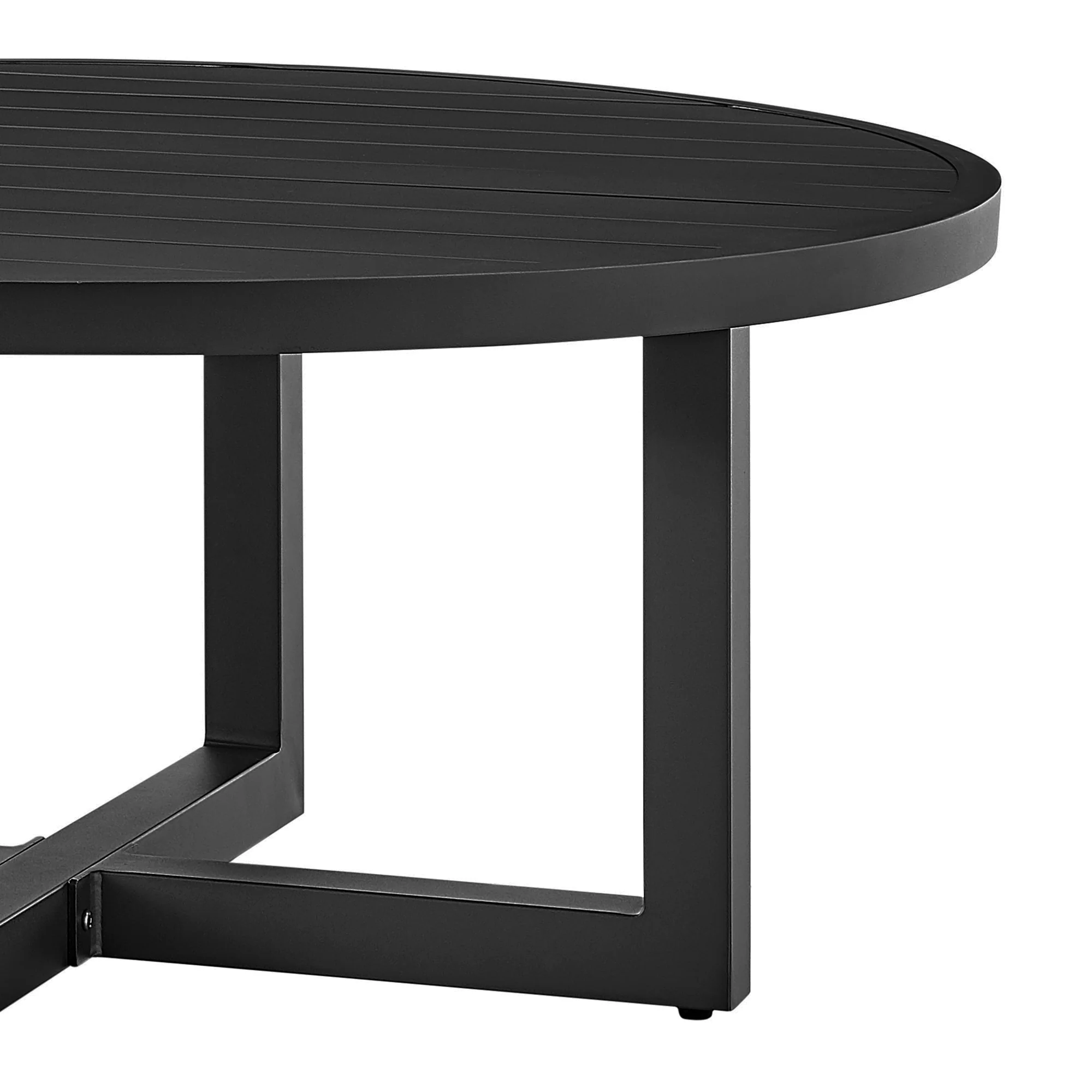Argiope Outdoor Patio Round Coffee Table in Black Aluminum  By Armen Living - Image 4