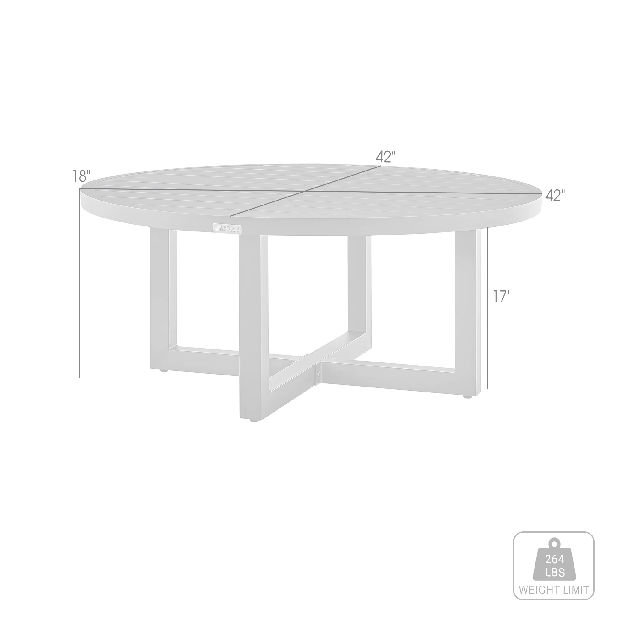 Argiope Outdoor Patio Round Coffee Table in Black Aluminum  By Armen Living - Image 7