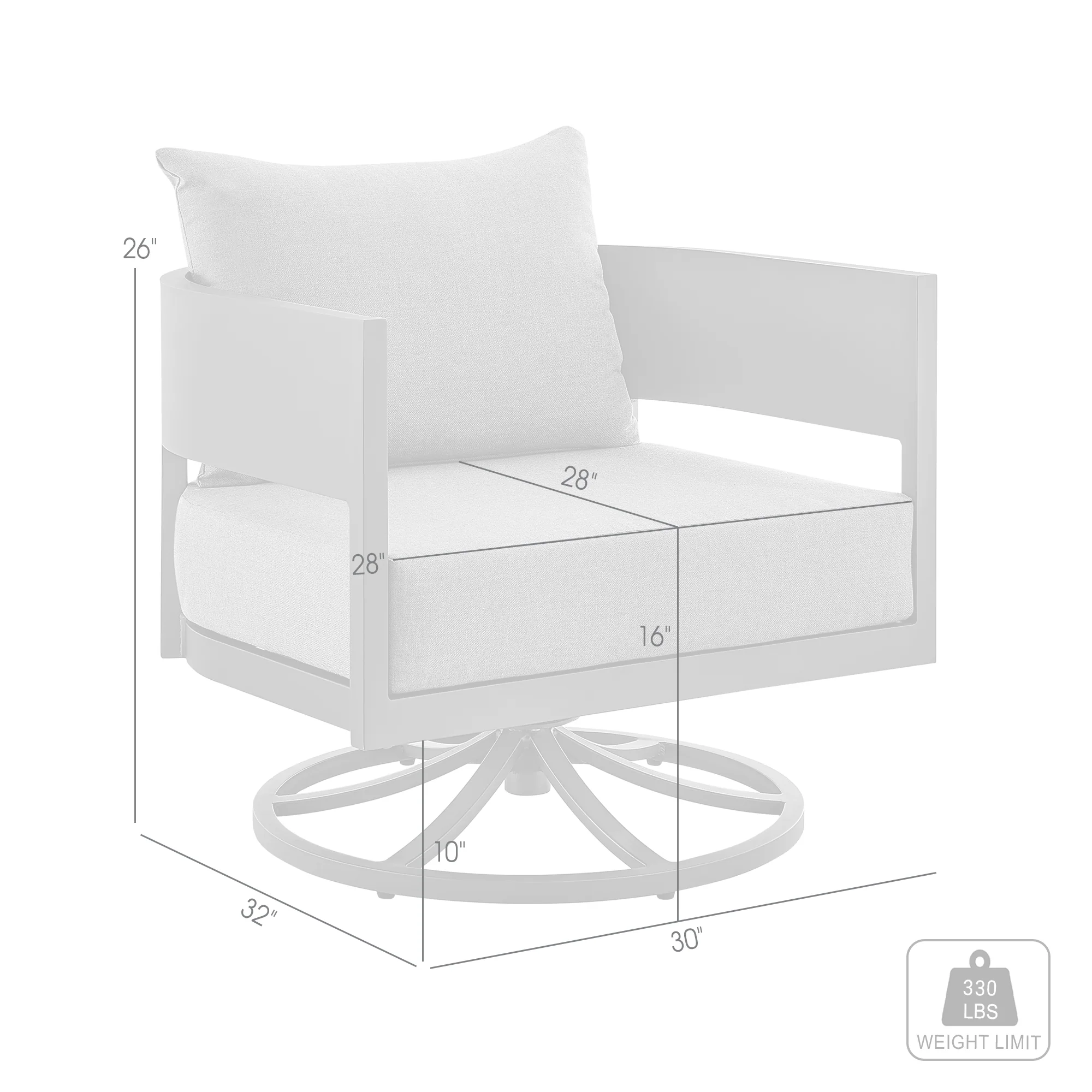 Argiope Outdoor Patio Swivel Rocking Chair in Grey Aluminum with Cushions By Armen Living - Image 8