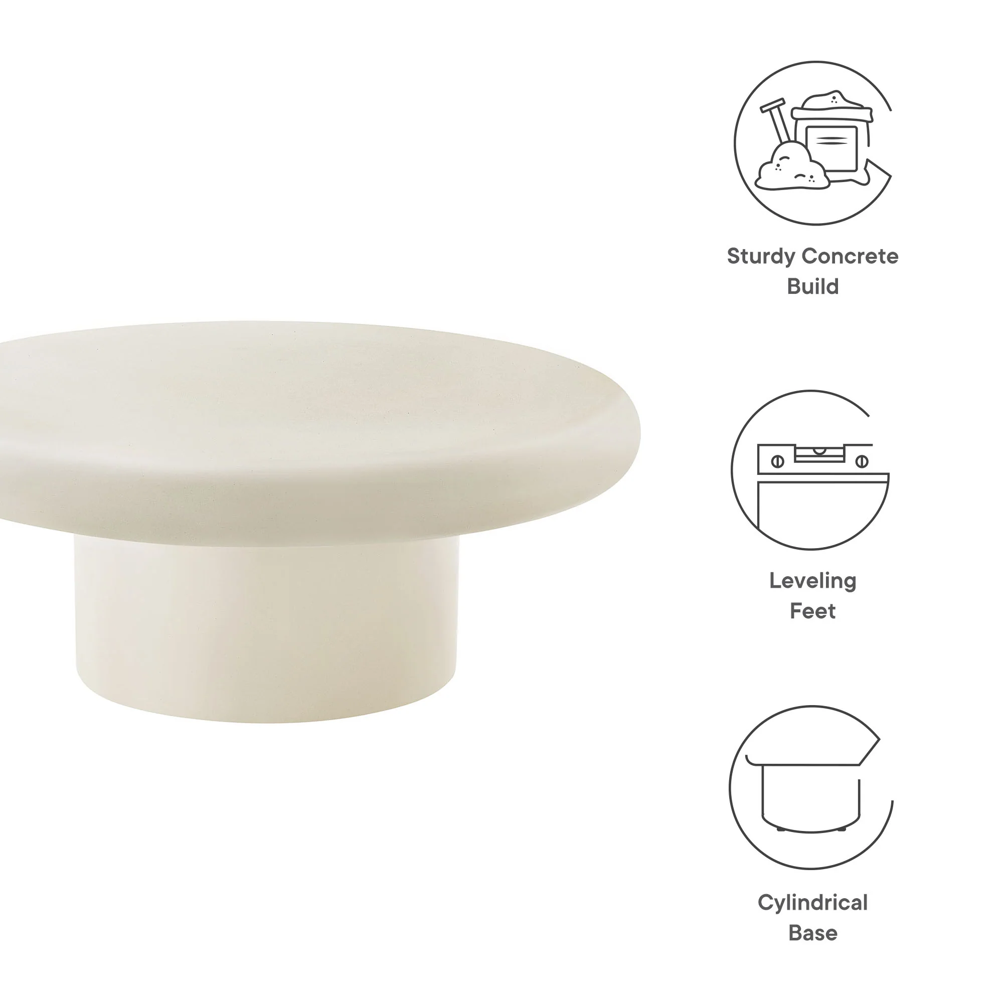 Argos Indoor - Outdoor Patio Concrete Round Coffee Table by Modway - Image 17