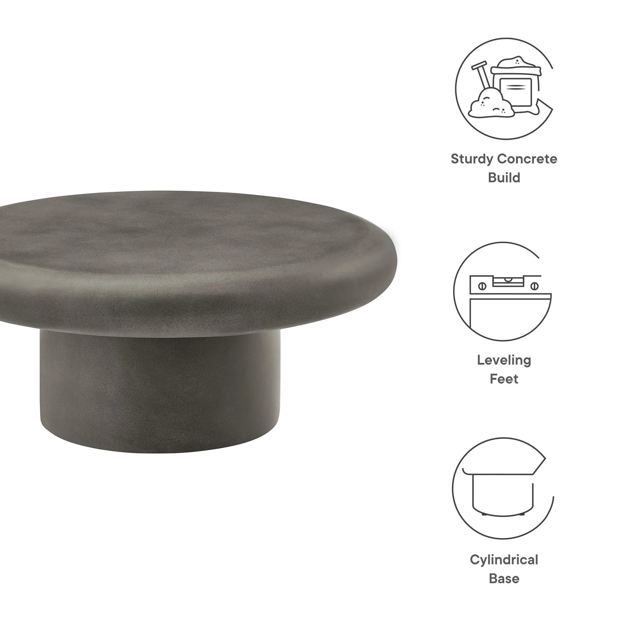 Argos Indoor - Outdoor Patio Concrete Round Coffee Table by Modway - Image 8