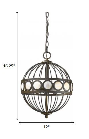 Aria 3-Light Oil-Rubbed Bronze Globe Pendant With Mother Of Pearl Accents By Homeroots - Image 5