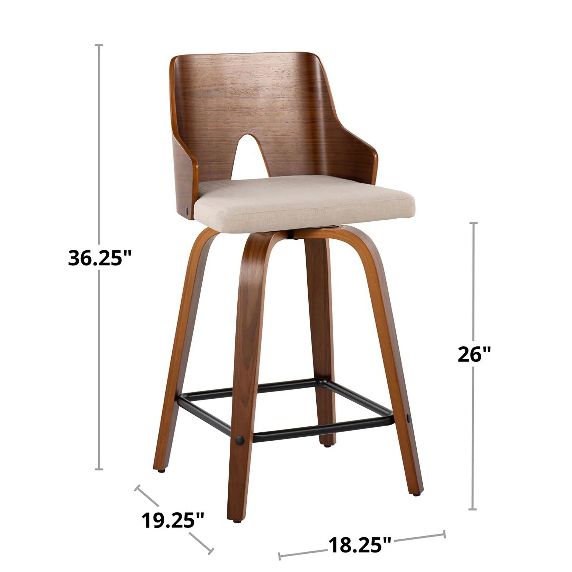 Ariana 24" Fixed-Height Counter Stool - Set of 2 By LumiSource - B24-ARIA-GRTZX2 WLWLBG2 - Image 10