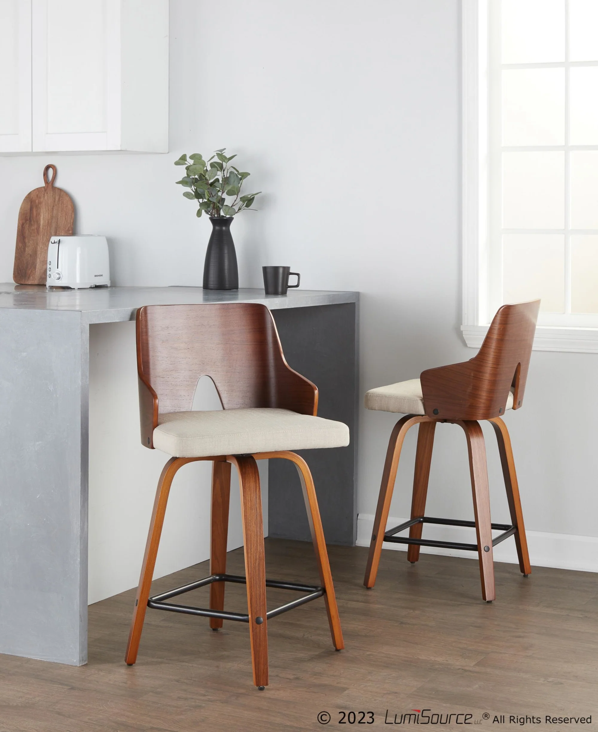 Ariana 24" Fixed-Height Counter Stool - Set of 2 By LumiSource - B24-ARIA-GRTZX2 WLWLBG2 - Image 3