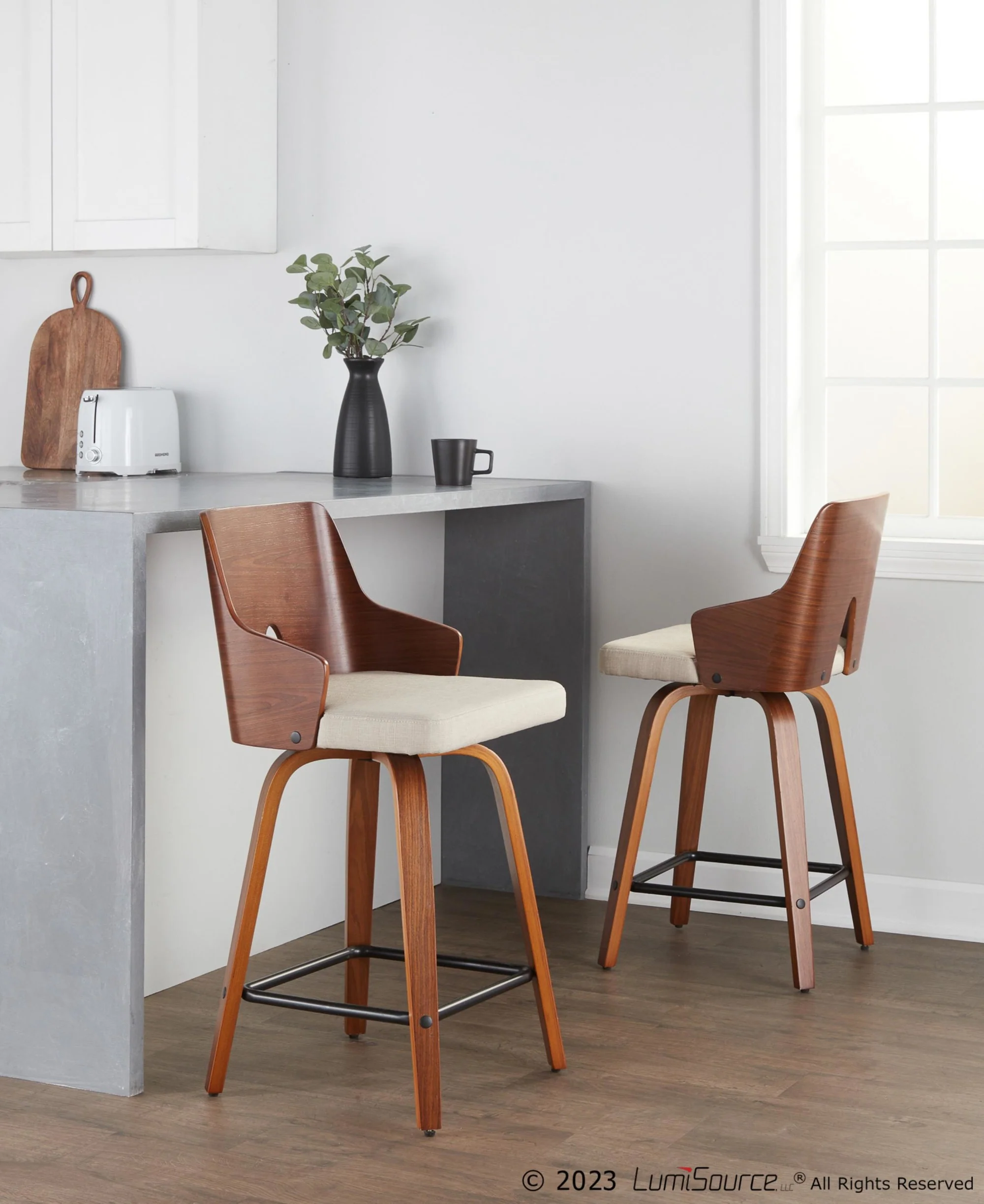 Ariana 24" Fixed-Height Counter Stool - Set of 2 By LumiSource - B24-ARIA-GRTZX2 WLWLBG2 - Image 4