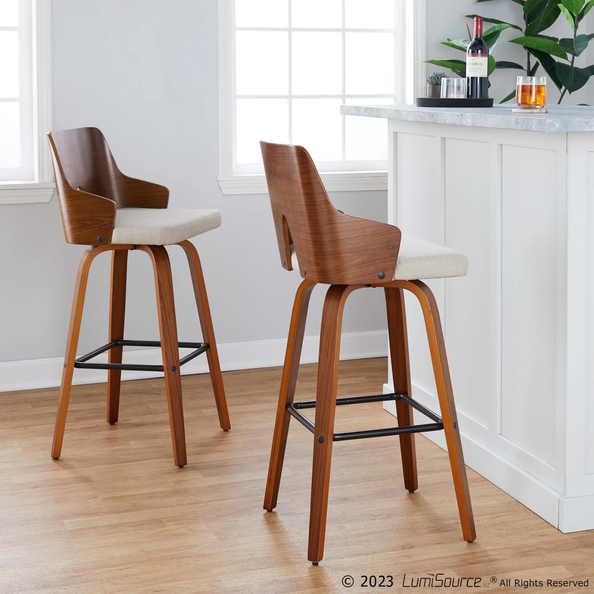 Ariana 30" Fixed-Height Barstool - Set of 2 By LumiSource - B30-ARIA-GRTZX2 WLWLBG2 - Image 2