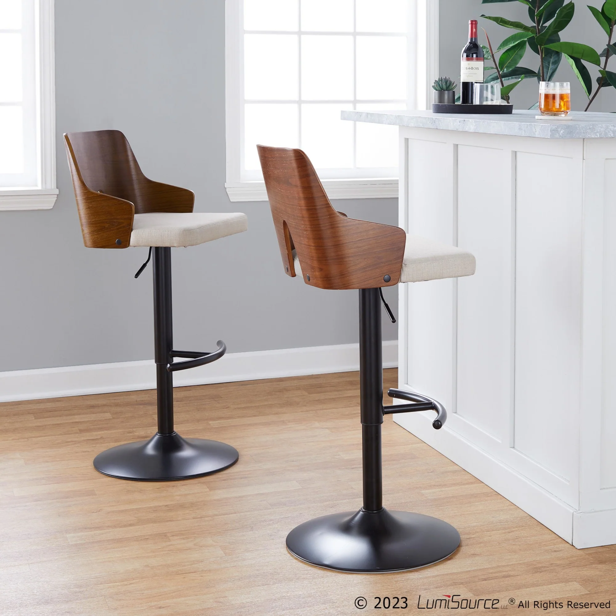 Ariana Adjustable Barstool - Set of 2 By LumiSource - BS-ARIA RNT2 BKWLBG2 - Image 2