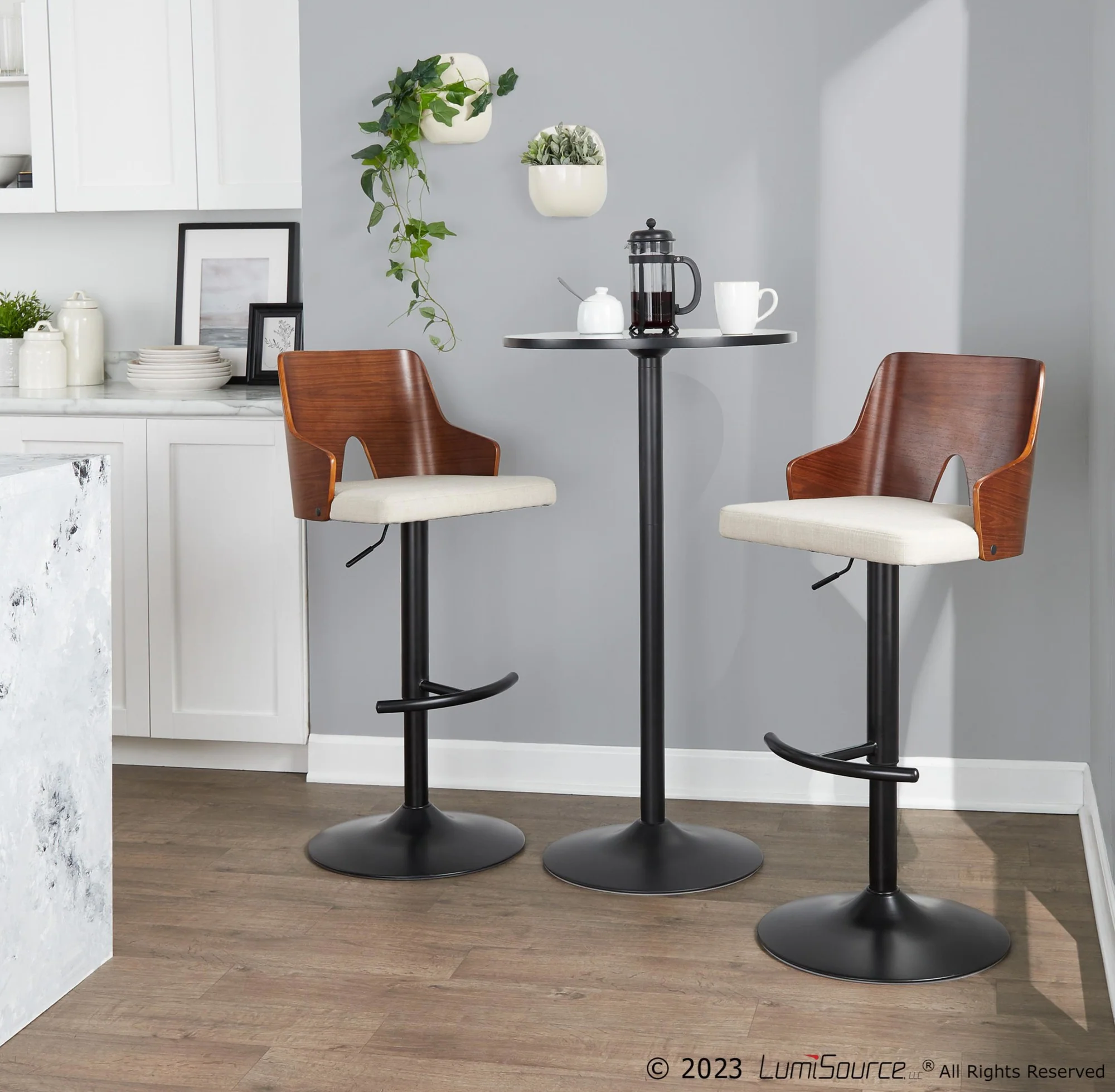 Ariana Adjustable Barstool - Set of 2 By LumiSource - BS-ARIA RNT2 BKWLBG2 - Image 3