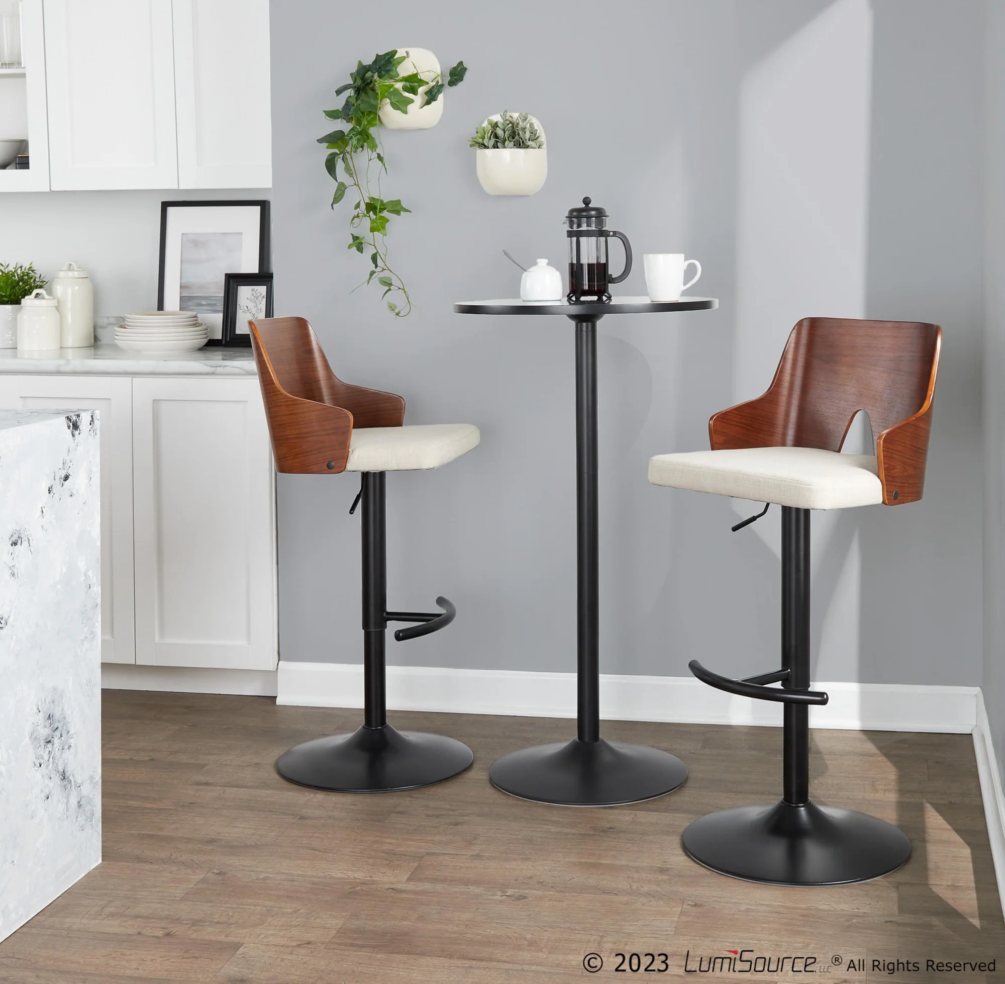 Ariana Adjustable Barstool - Set of 2 By LumiSource - BS-ARIA RNT2 BKWLBG2 - Image 4