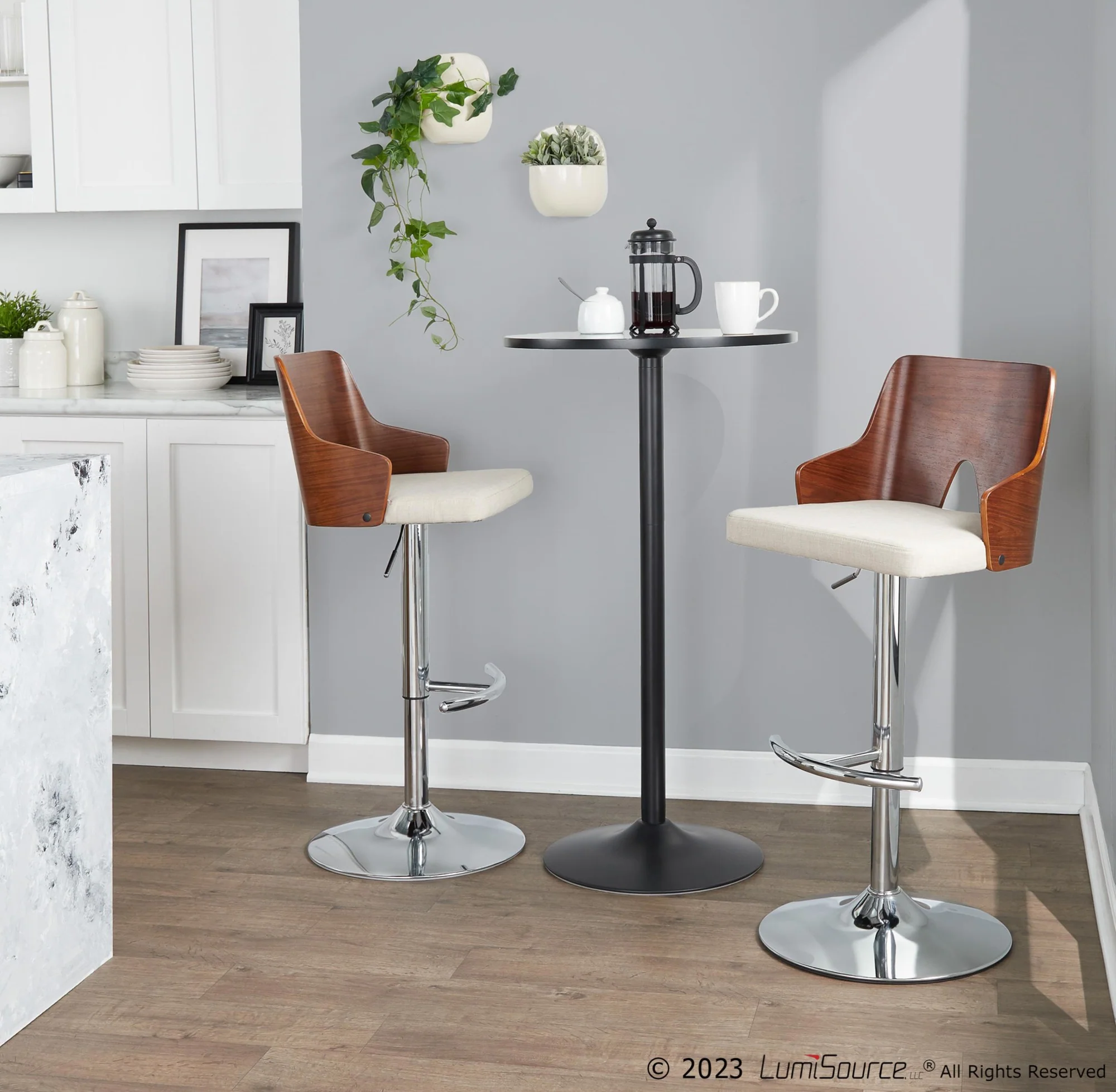 Ariana Adjustable Barstool - Set of 2 By LumiSource - BS-ARIA RNT2 CHRWLBG2 - Image 4