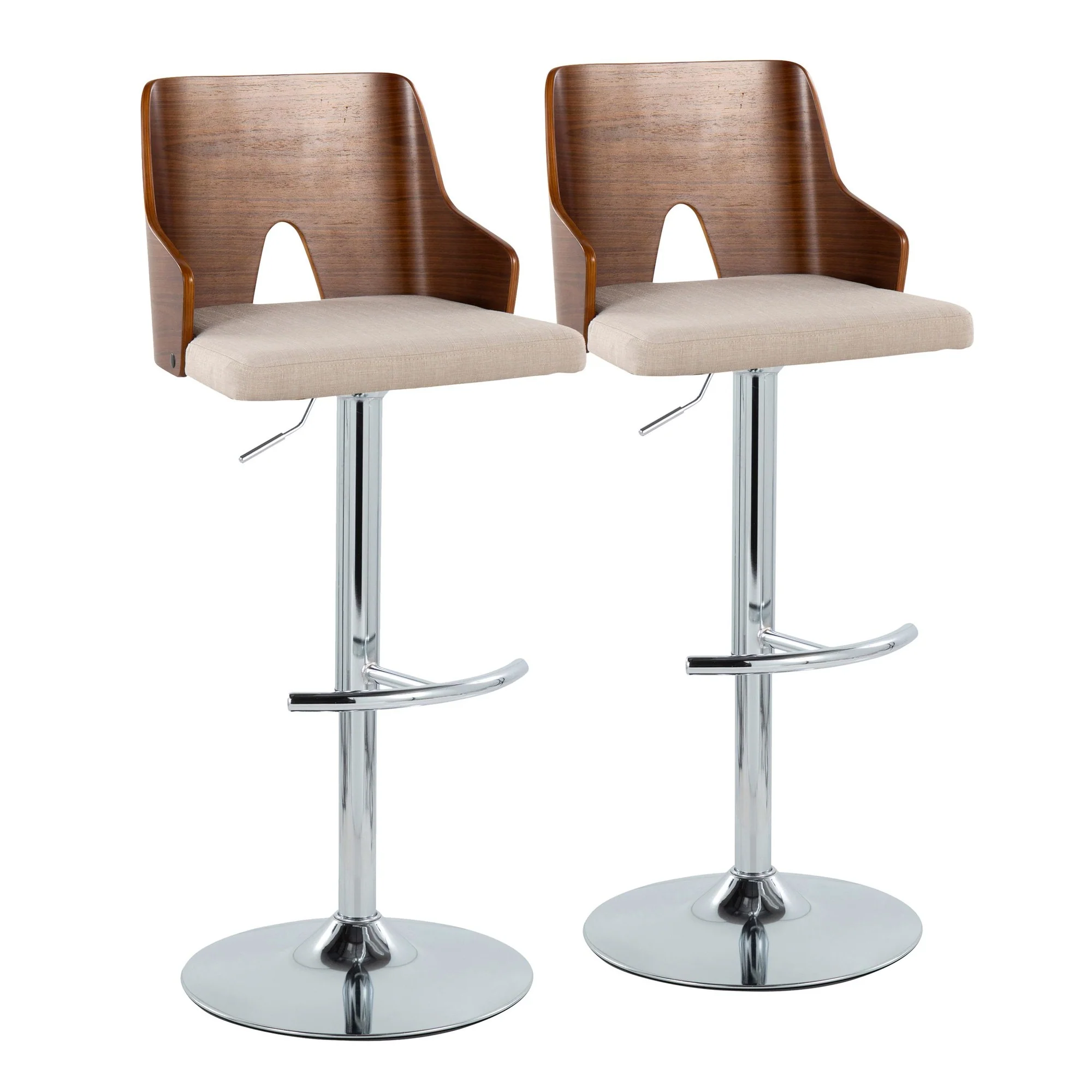 Ariana Adjustable Barstool - Set of 2 By LumiSource - BS-ARIA RNT2 CHRWLBG2 - Image 5