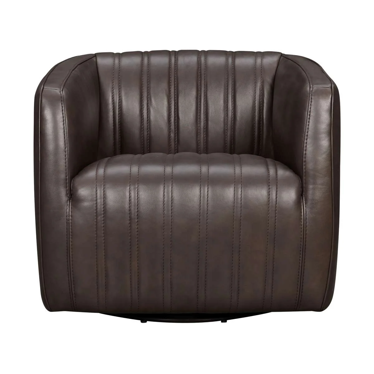 Aries Dove Gray Genuine Leather Swivel Barrel Chair By Armen Living - Image 12