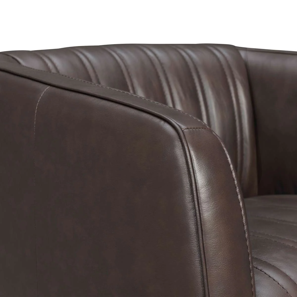 Aries Dove Gray Genuine Leather Swivel Barrel Chair By Armen Living - Image 14