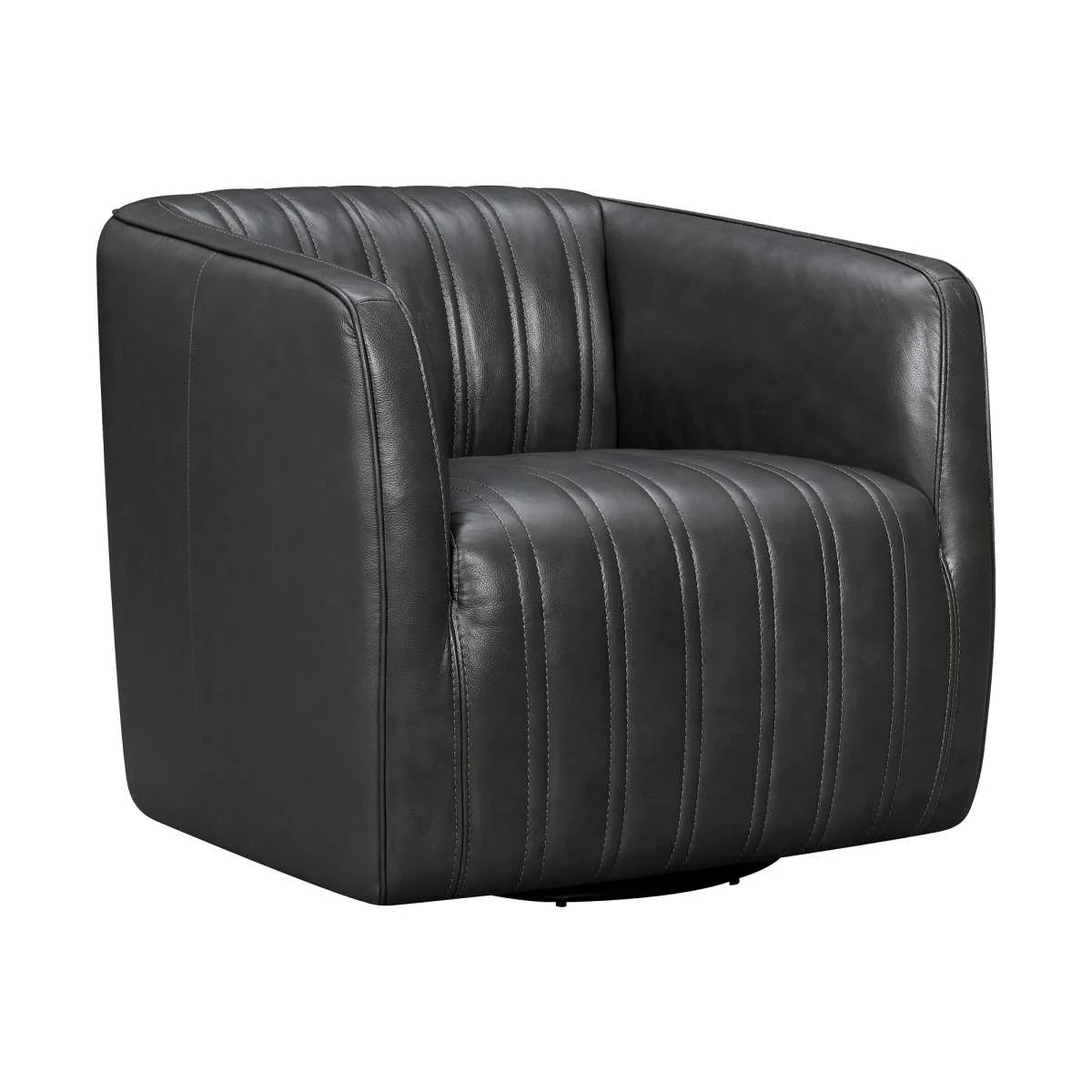 Aries Dove Gray Genuine Leather Swivel Barrel Chair By Armen Living - Image 16