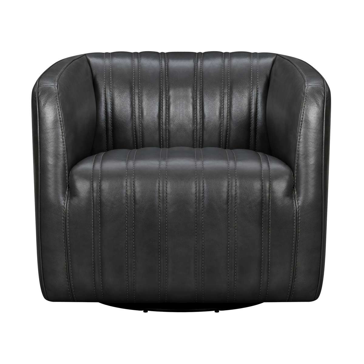Aries Dove Gray Genuine Leather Swivel Barrel Chair By Armen Living - Image 17