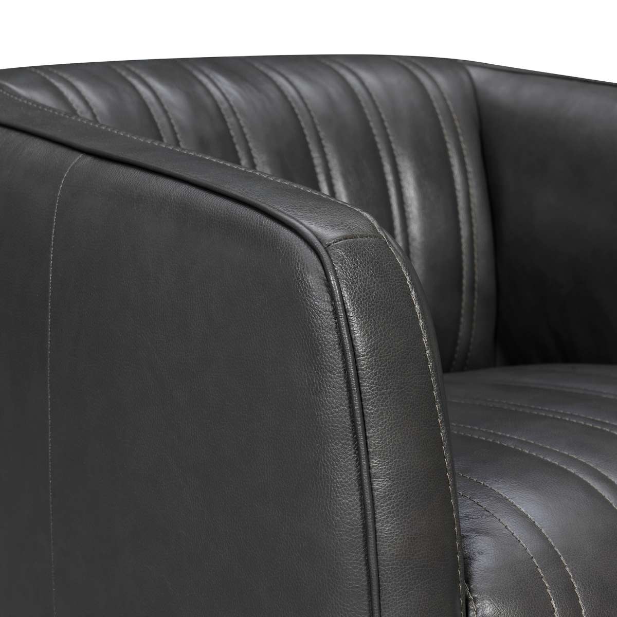 Aries Dove Gray Genuine Leather Swivel Barrel Chair By Armen Living - Image 19