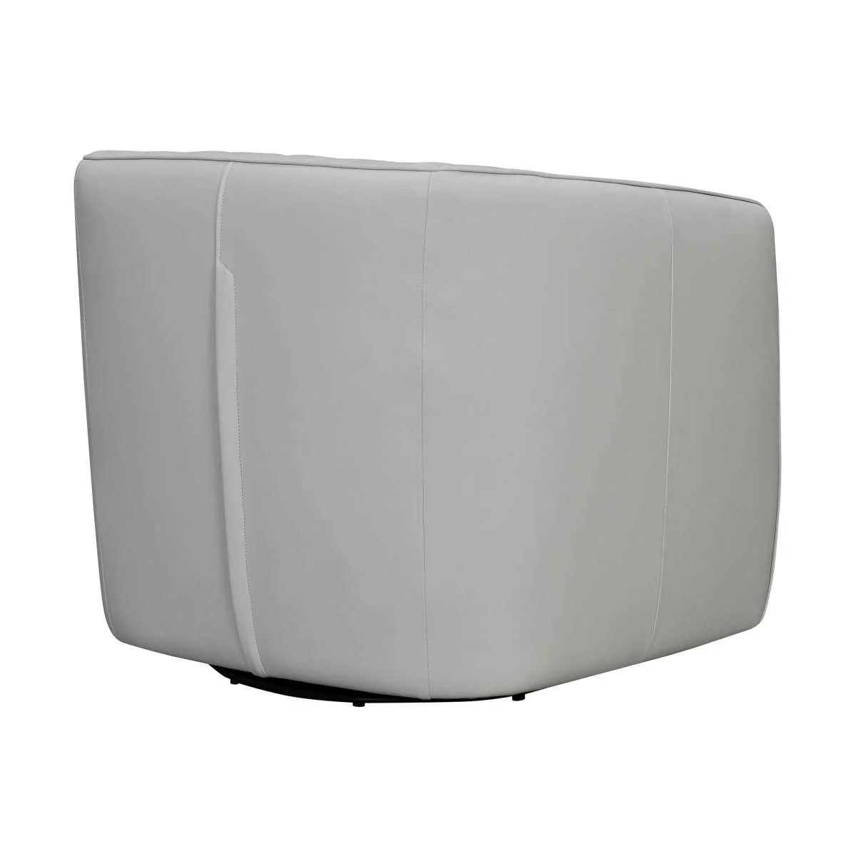 Aries Dove Gray Genuine Leather Swivel Barrel Chair By Armen Living - Image 2