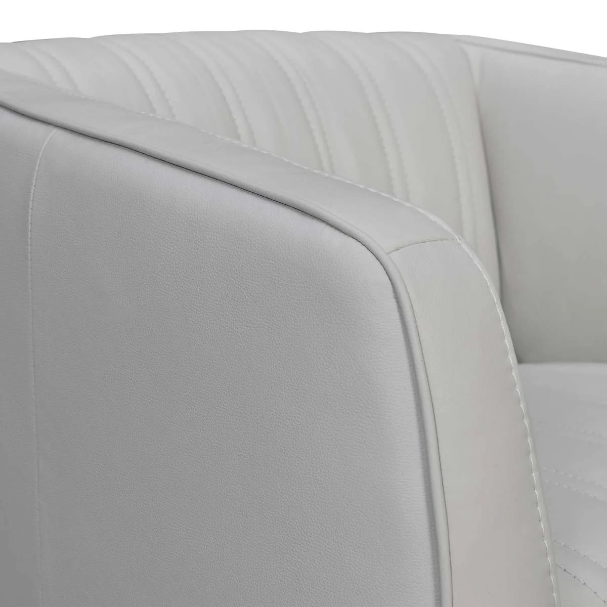 Aries Dove Gray Genuine Leather Swivel Barrel Chair By Armen Living - Image 3