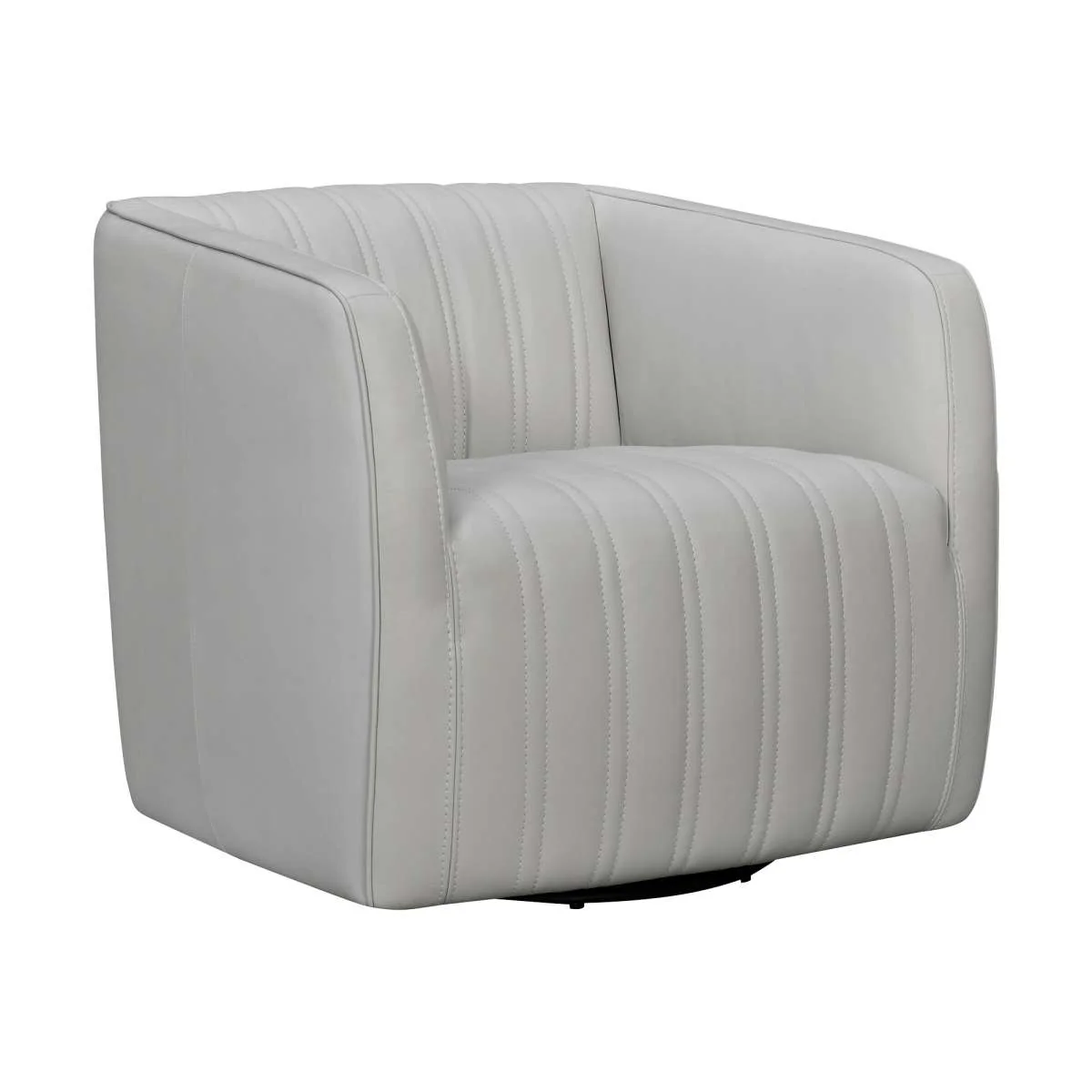 Aries Dove Gray Genuine Leather Swivel Barrel Chair By Armen Living - Image 6