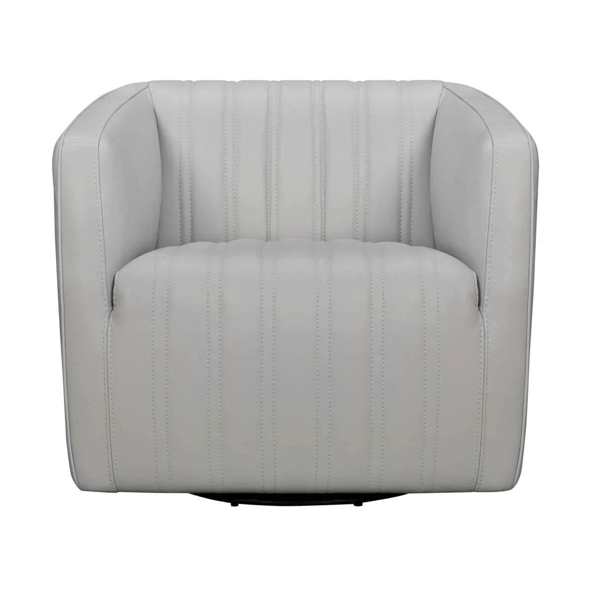Aries Dove Gray Genuine Leather Swivel Barrel Chair By Armen Living - Image 7