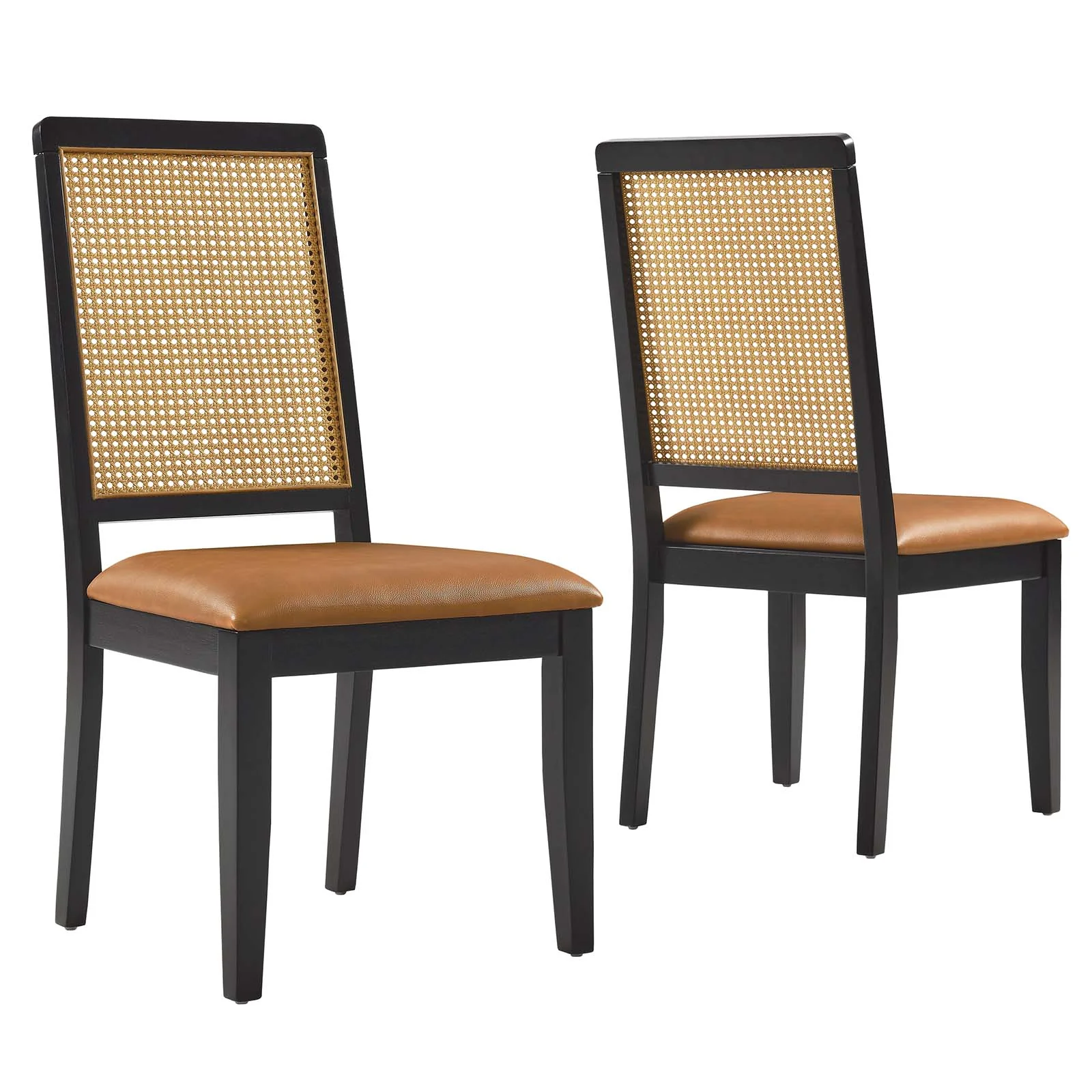 Arlo Vegan Leather Upholstered Faux Rattan and Wood Dining Side Chairs - Set of 2 By Modway - EEI-6802 - Image 10