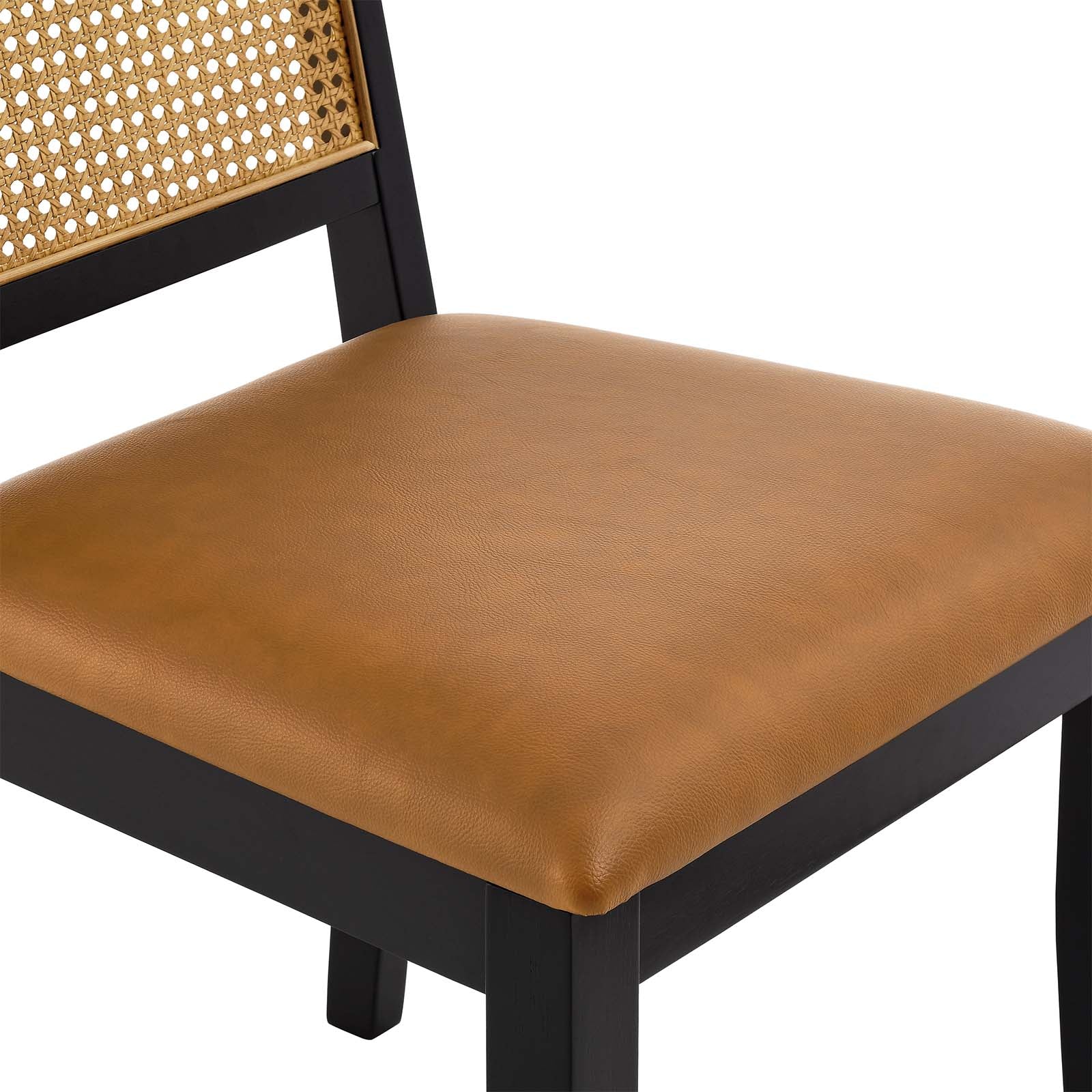 Arlo Vegan Leather Upholstered Faux Rattan and Wood Dining Side Chairs - Set of 2 By Modway - EEI-6802 - Image 16