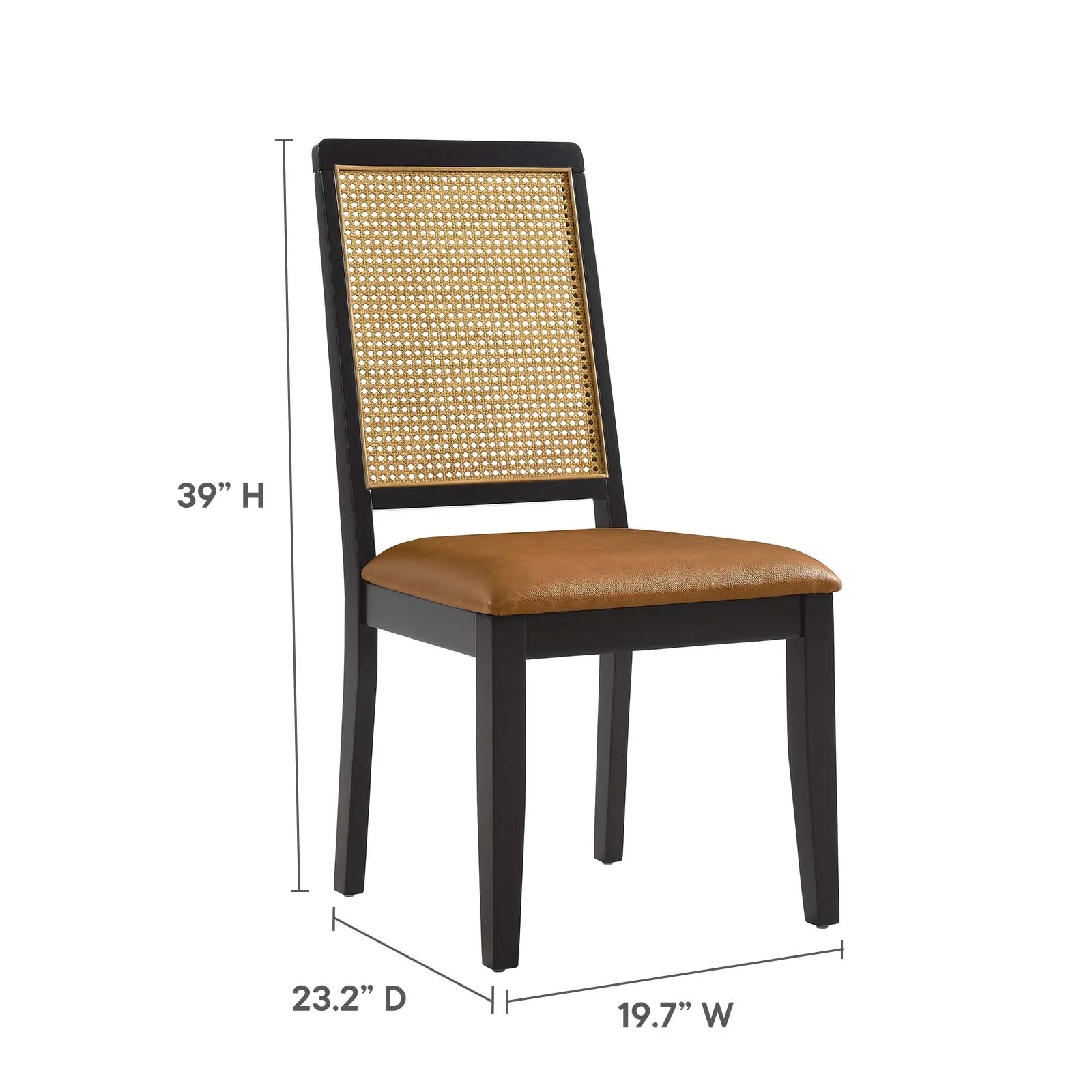 Arlo Vegan Leather Upholstered Faux Rattan and Wood Dining Side Chairs - Set of 2 By Modway - EEI-6802 - Image 17
