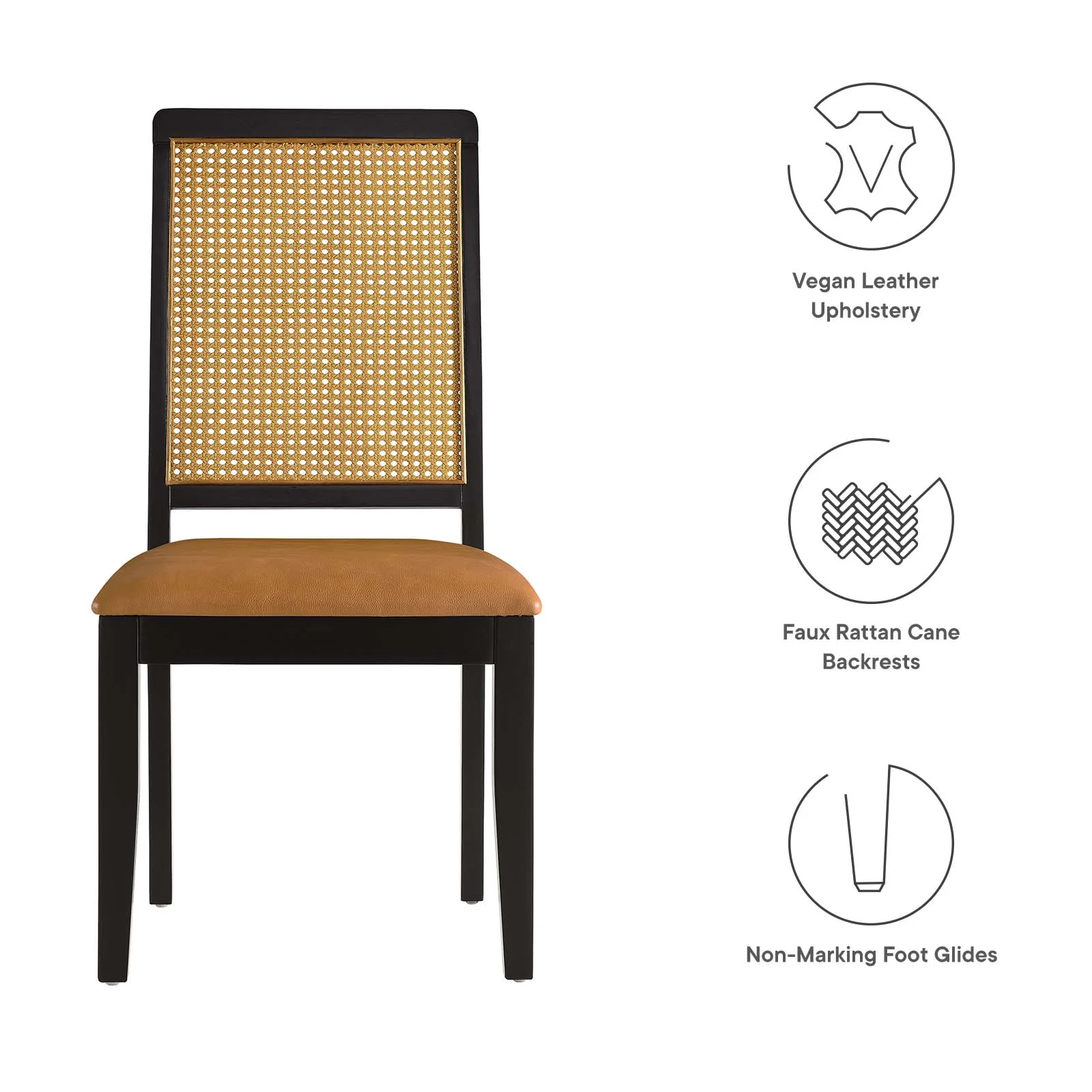 Arlo Vegan Leather Upholstered Faux Rattan and Wood Dining Side Chairs - Set of 2 By Modway - EEI-6802 - Image 18