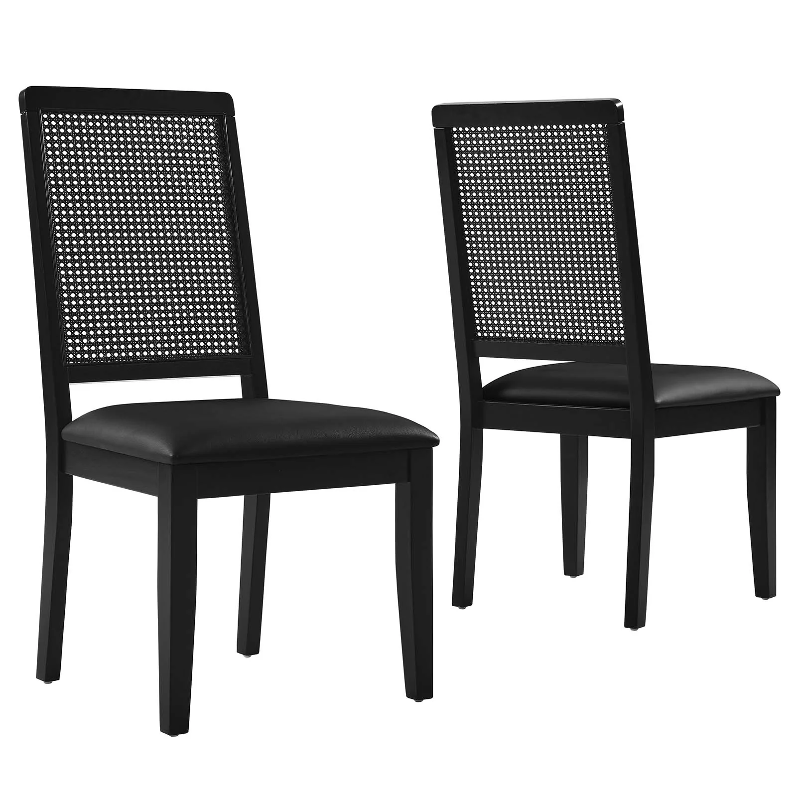 Arlo Vegan Leather Upholstered Faux Rattan and Wood Dining Side Chairs - Set of 2 By Modway - EEI-6802 - Image 2