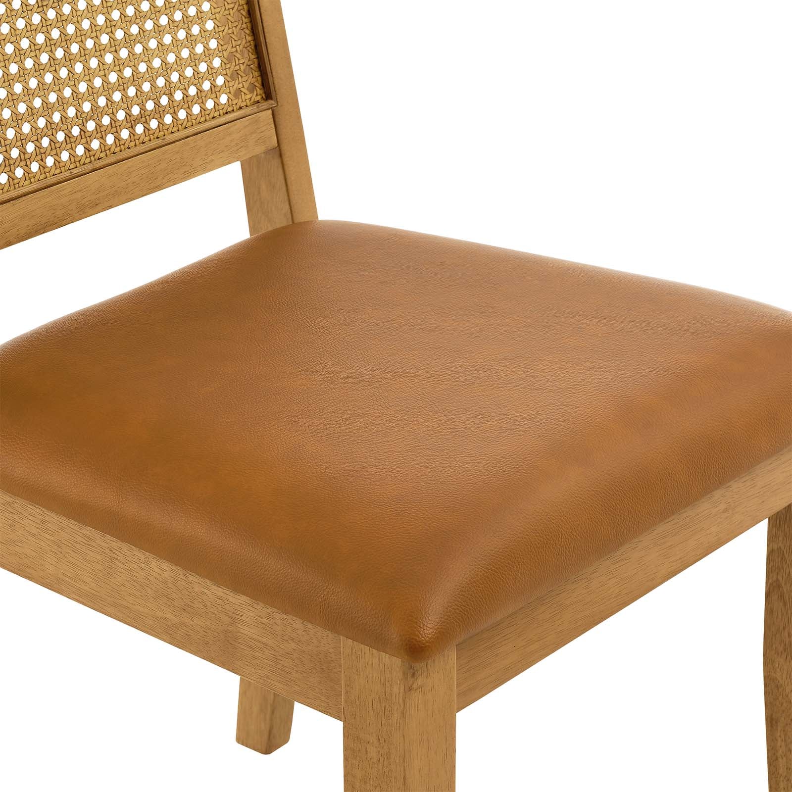 Arlo Vegan Leather Upholstered Faux Rattan and Wood Dining Side Chairs - Set of 2 By Modway - EEI-6802 - Image 25