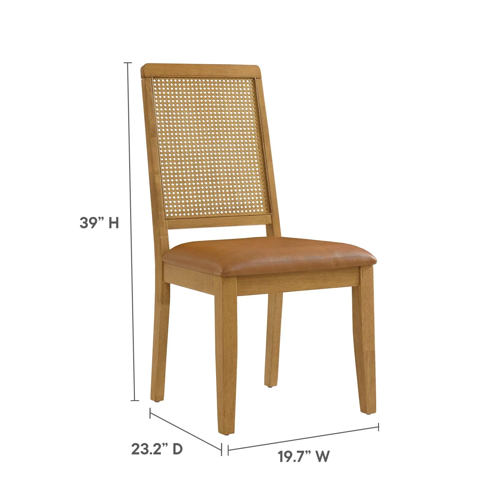 Arlo Vegan Leather Upholstered Faux Rattan and Wood Dining Side Chairs - Set of 2 By Modway - EEI-6802 - Image 26