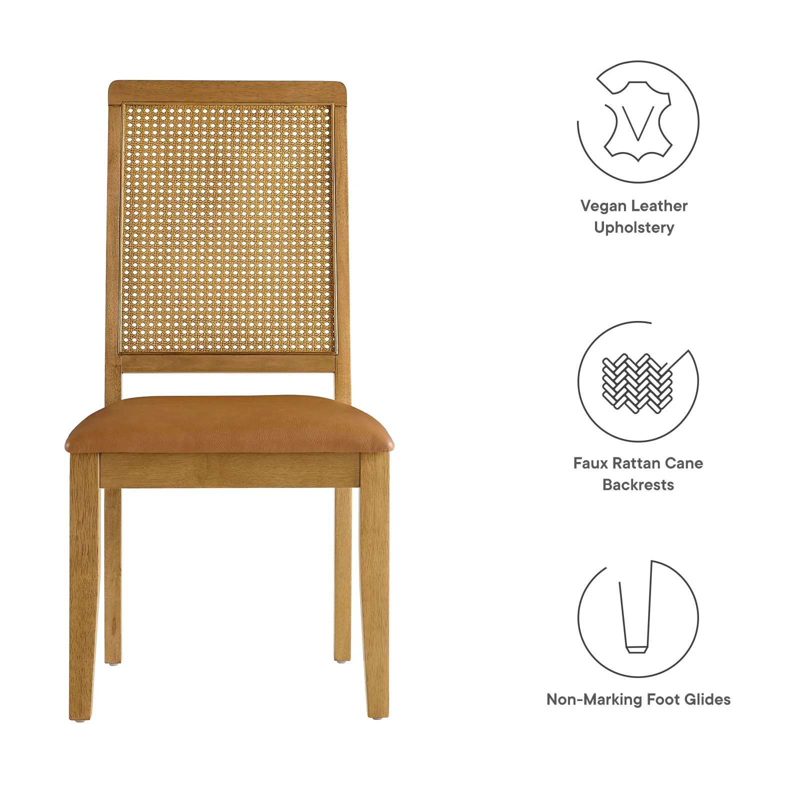 Arlo Vegan Leather Upholstered Faux Rattan and Wood Dining Side Chairs - Set of 2 By Modway - EEI-6802 - Image 27