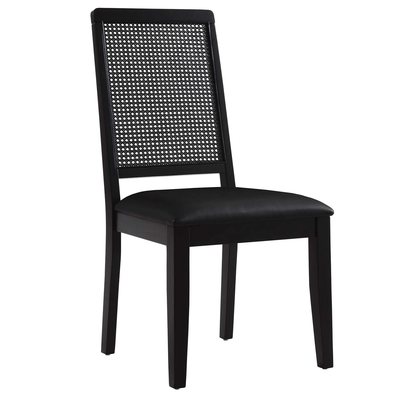 Arlo Vegan Leather Upholstered Faux Rattan and Wood Dining Side Chairs - Set of 2 By Modway - EEI-6802 - Image 3