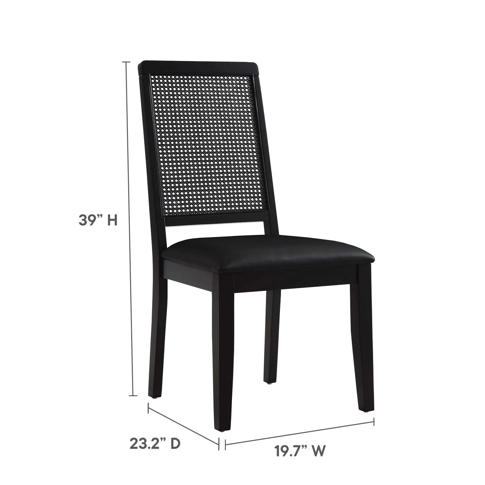 Arlo Vegan Leather Upholstered Faux Rattan and Wood Dining Side Chairs - Set of 2 By Modway - EEI-6802 - Image 8