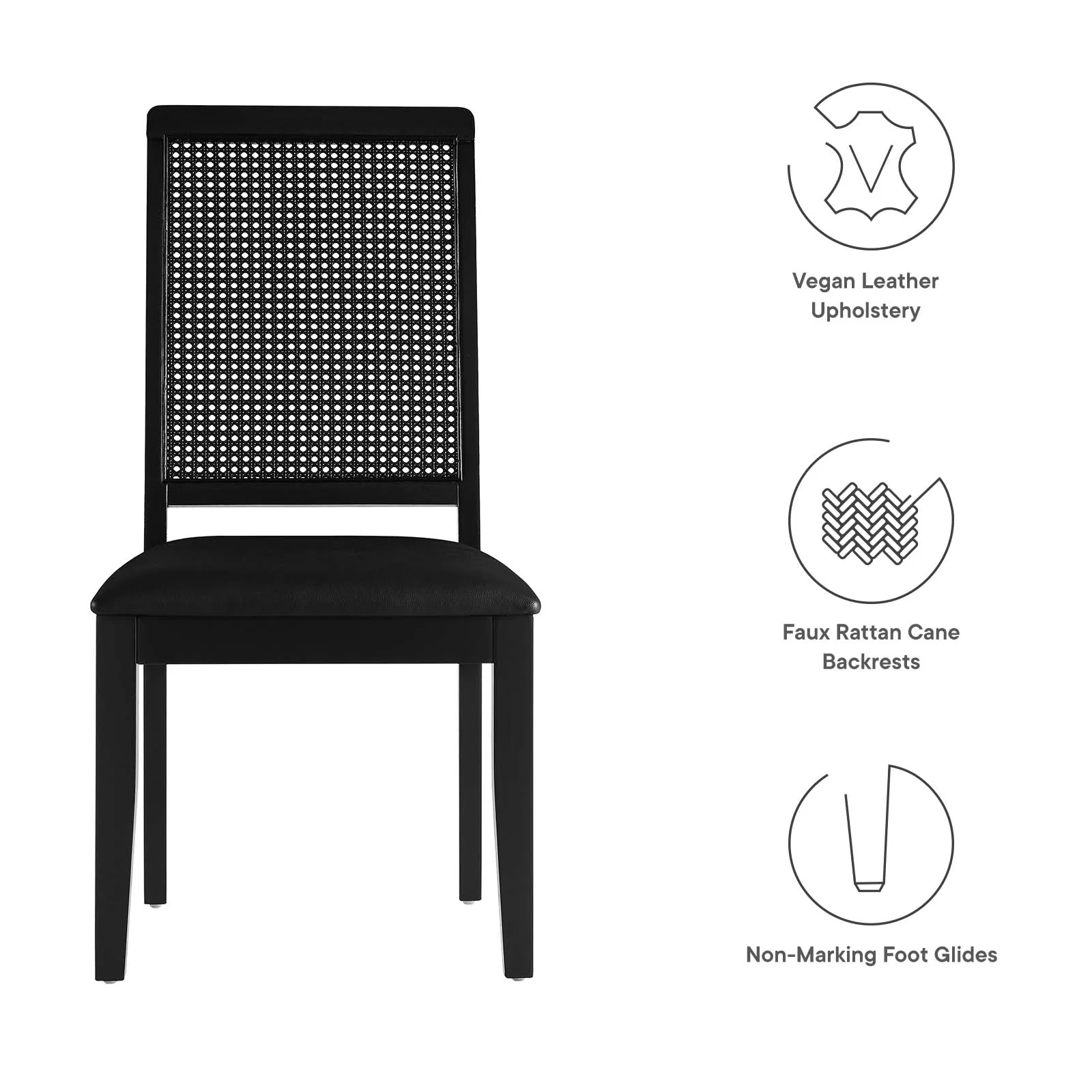 Arlo Vegan Leather Upholstered Faux Rattan and Wood Dining Side Chairs - Set of 2 By Modway - EEI-6802 - Image 9