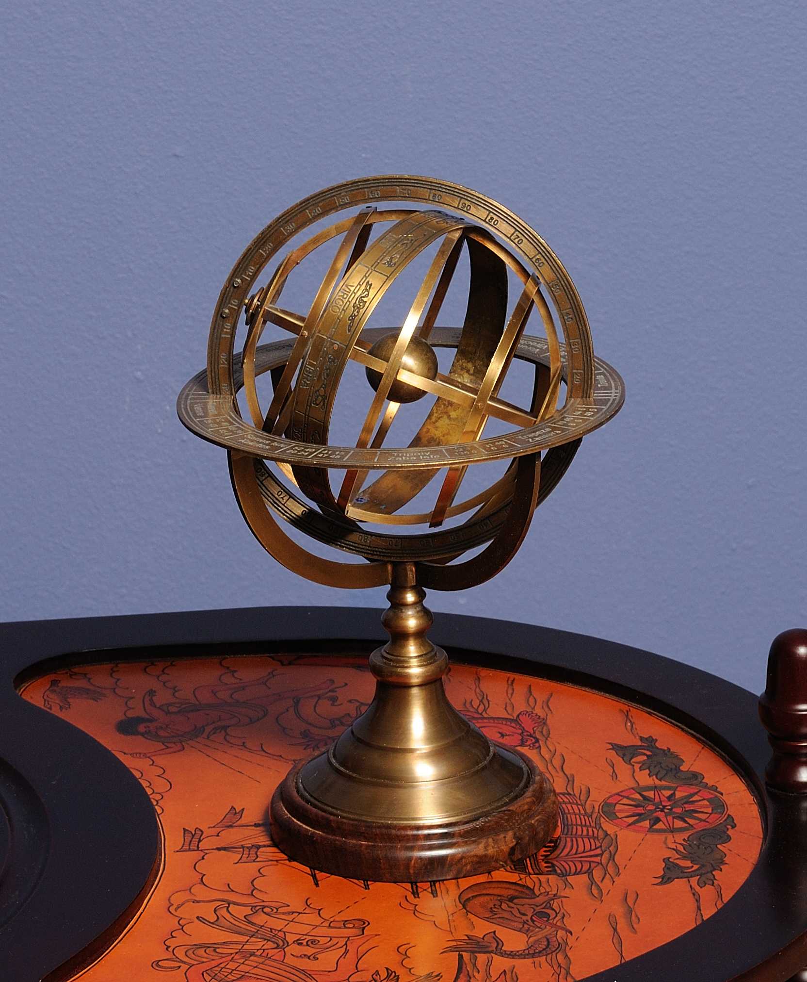 Armillary Sphere on Wood Base By Homeroots - Image 2