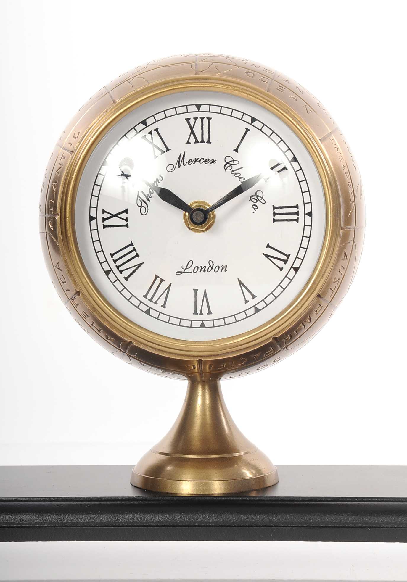 Armillery Clock and Globe On Wood Base By Homeroots - Image 5
