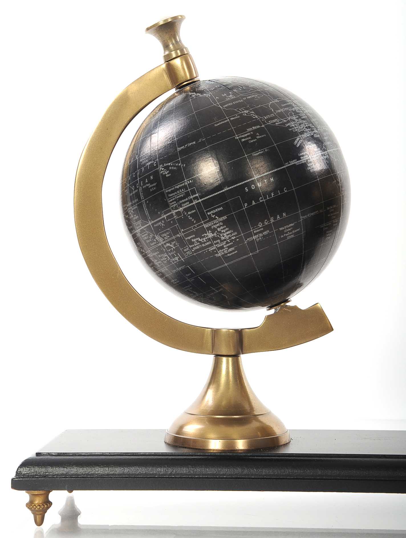 Armillery Clock and Globe On Wood Base By Homeroots - Image 6
