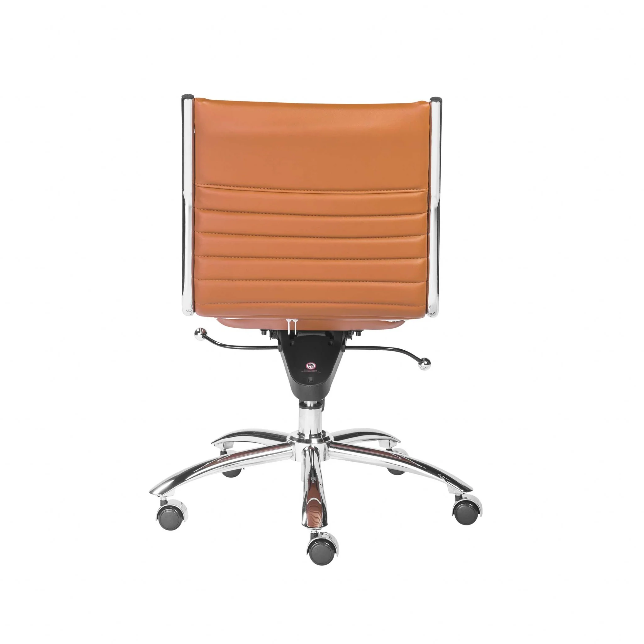 Armless Low Back Office Chair in Cognac with Chrome Base By Homeroots - Image 5