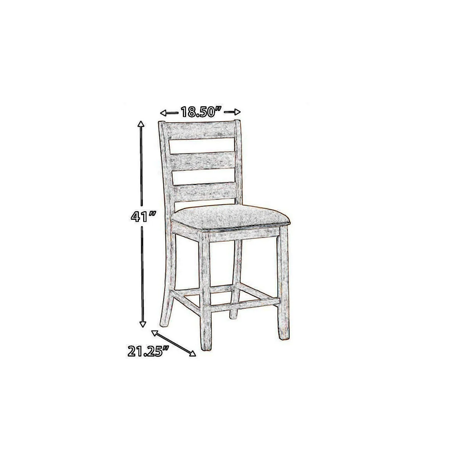 Armless Wooden Barstool Set With Textured Finish, Brown And White By Benzara - Image 5
