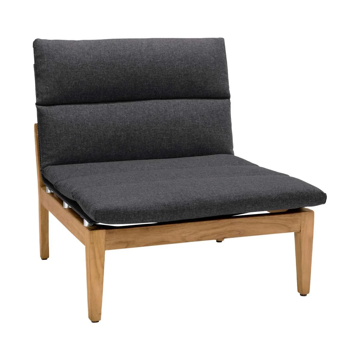 Arno Outdoor 11 Piece Teak Wood Seating Set in Charcoal Olefin By Armen Living - Image 5
