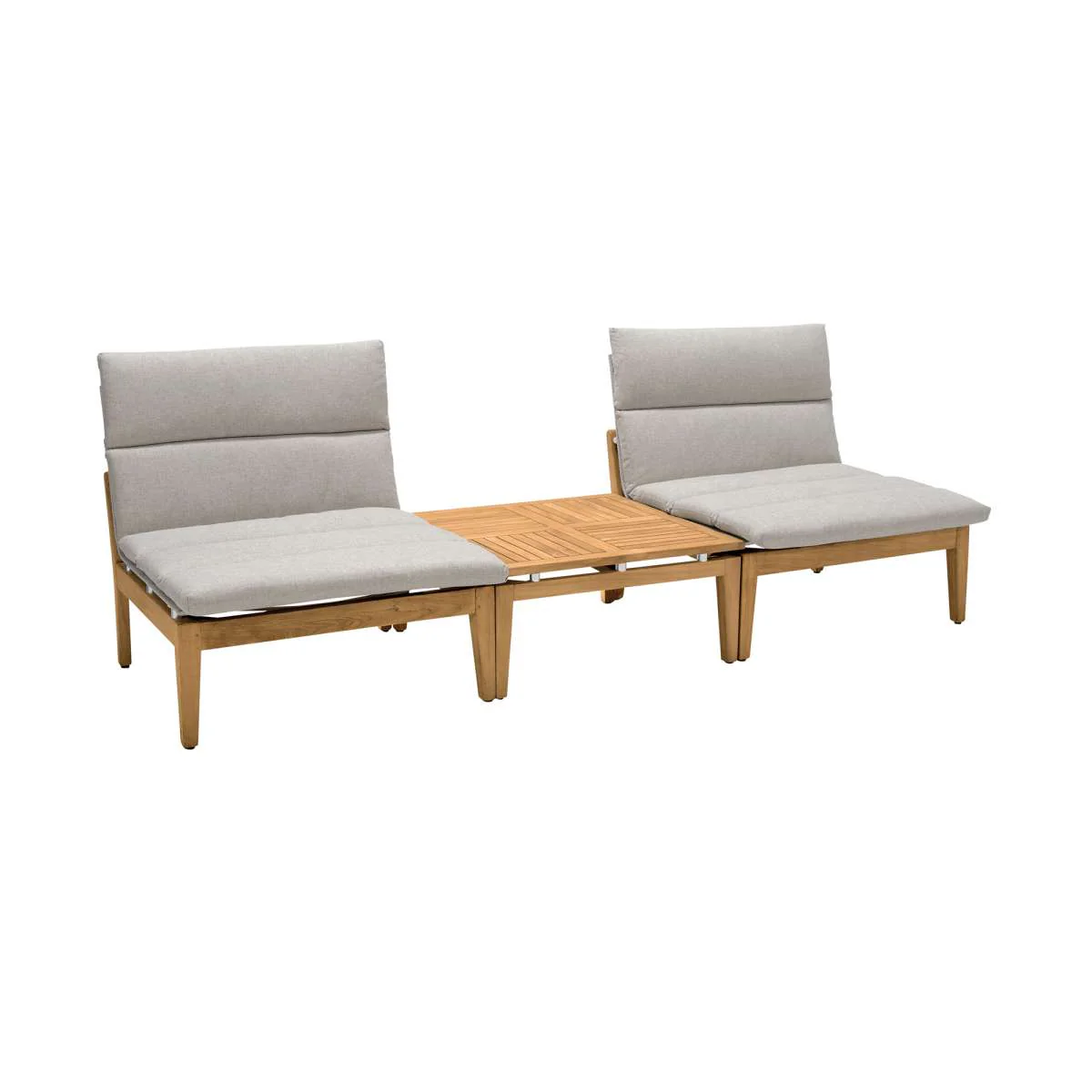 Arno Outdoor 3 Piece Teak Wood Seating Set in Beige Olefin By Armen Living - Image 3