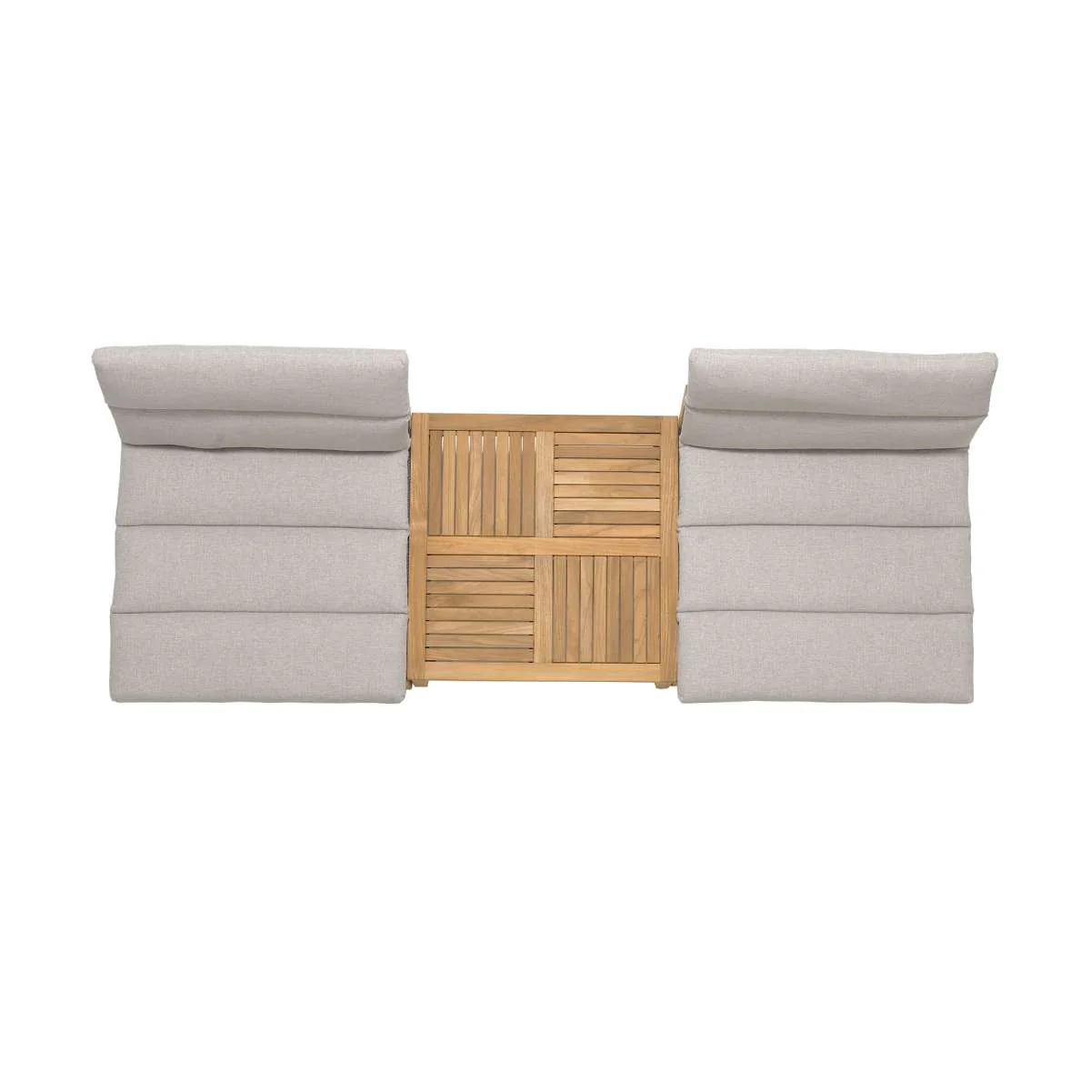 Arno Outdoor 3 Piece Teak Wood Seating Set in Beige Olefin By Armen Living - Image 7