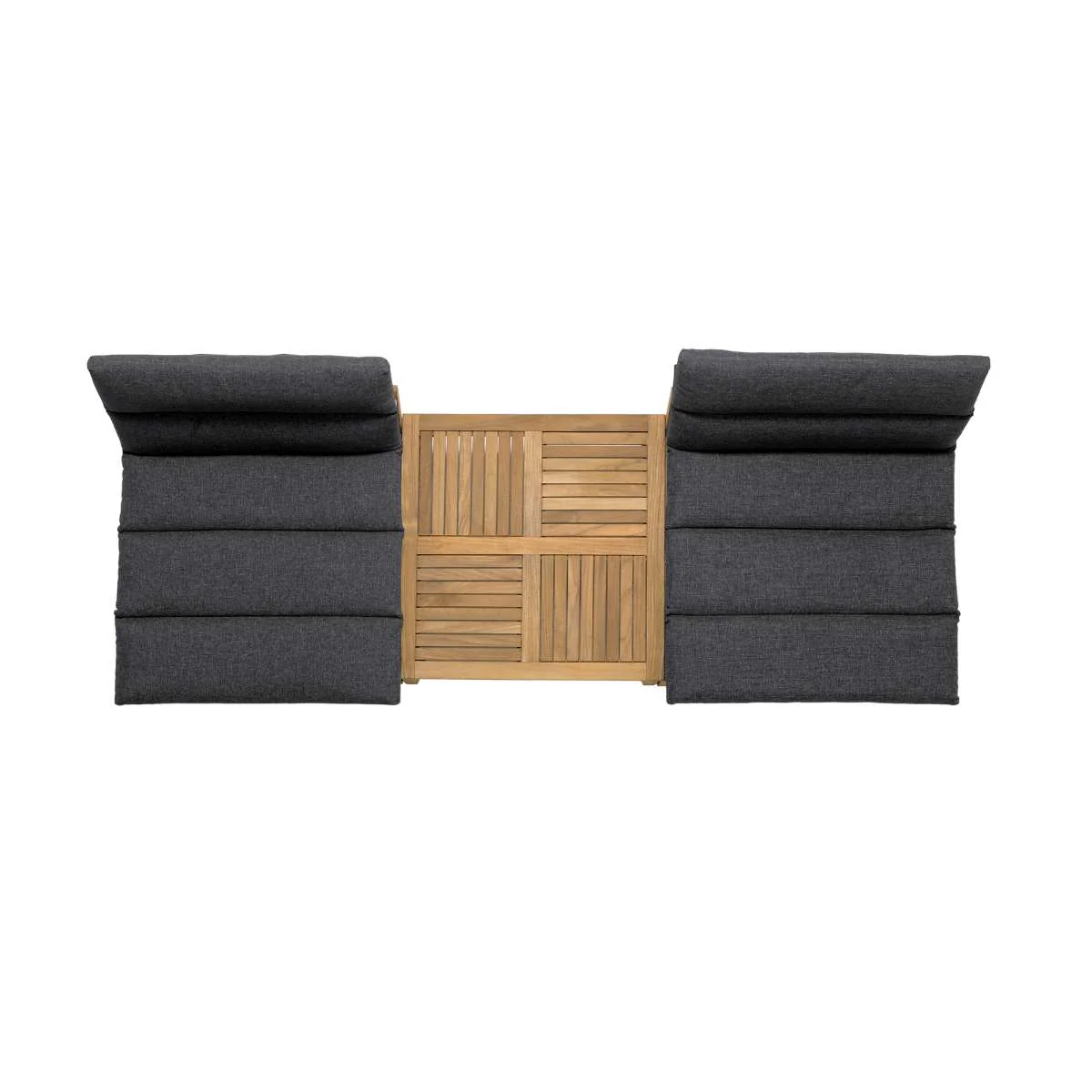 Arno Outdoor 3 Piece Teak Wood Seating Set in Charcoal Olefin By Armen Living - Image 2