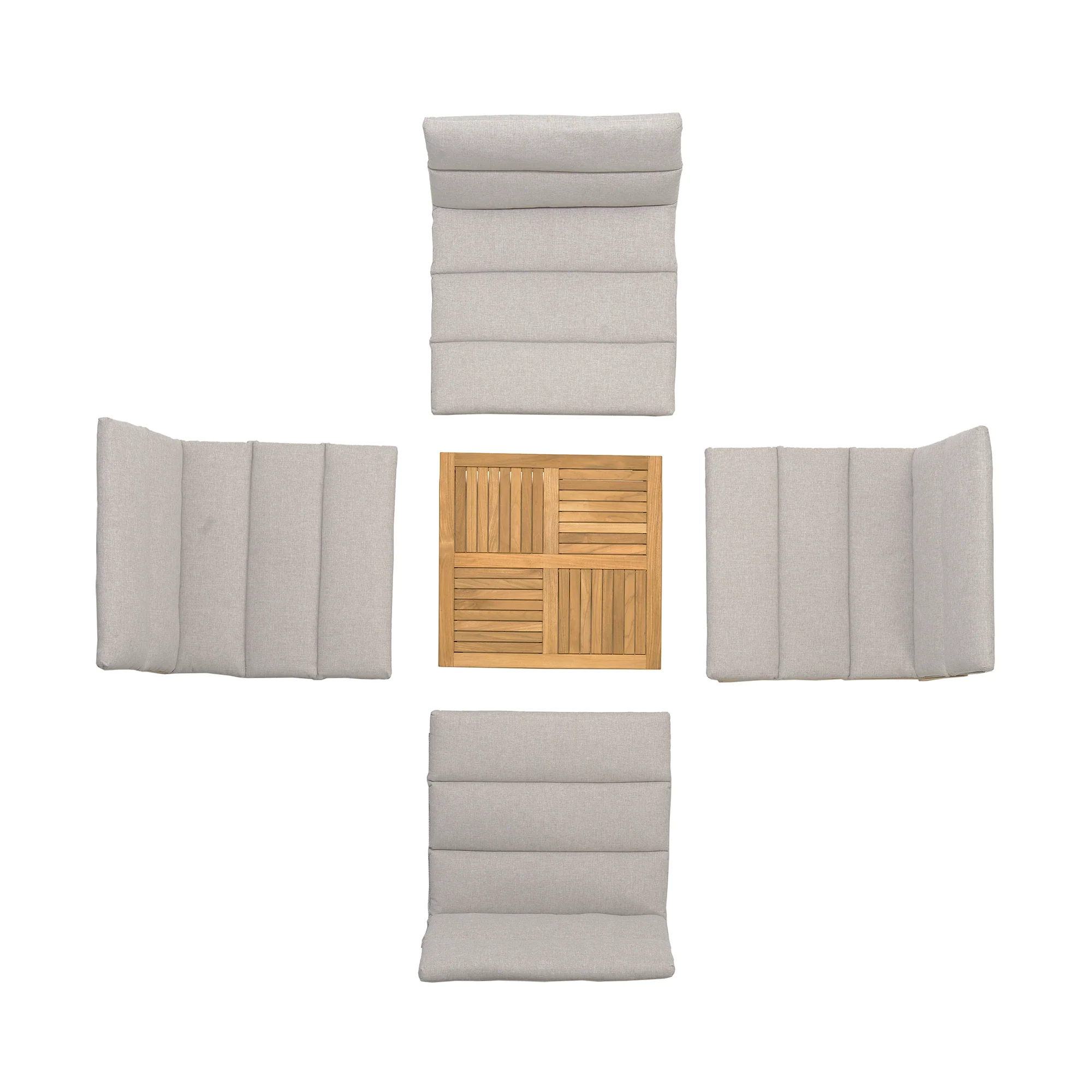 Arno Outdoor 5 Piece Teak Wood Seating Set in Beige Olefin By Armen Living - Image 3