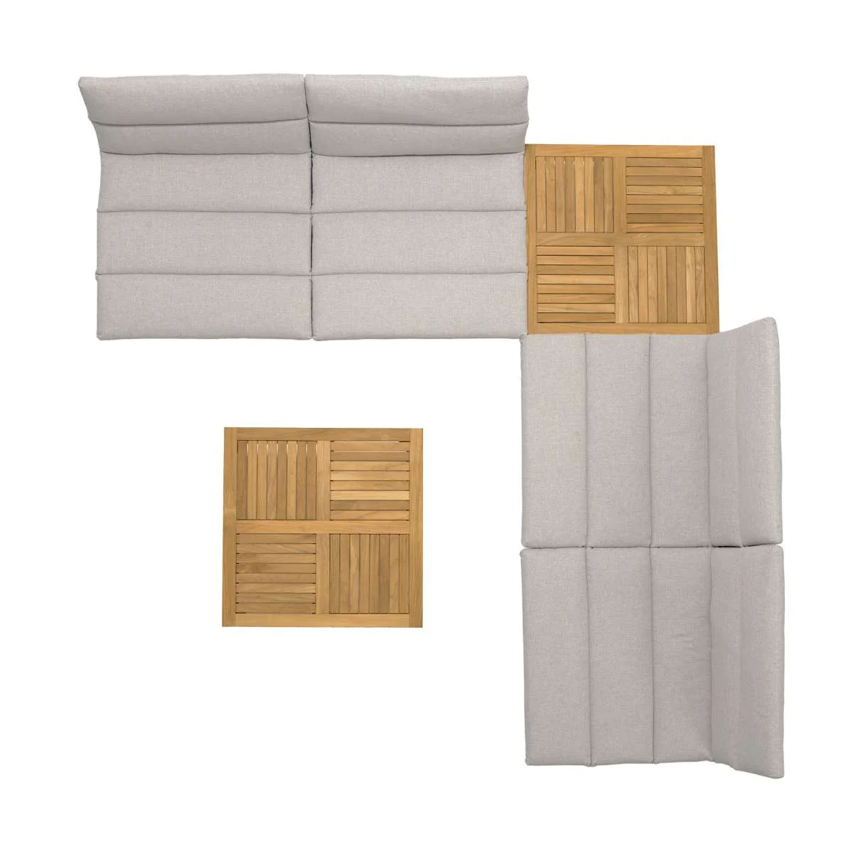 Arno Outdoor 6 Piece Teak Wood Seating Set in Beige Olefin By Armen Living - Image 4