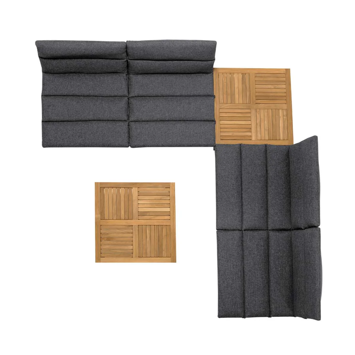 Arno Outdoor 6 Piece Teak Wood Seating Set in Charcoal Olefin By Armen Living - Image 9